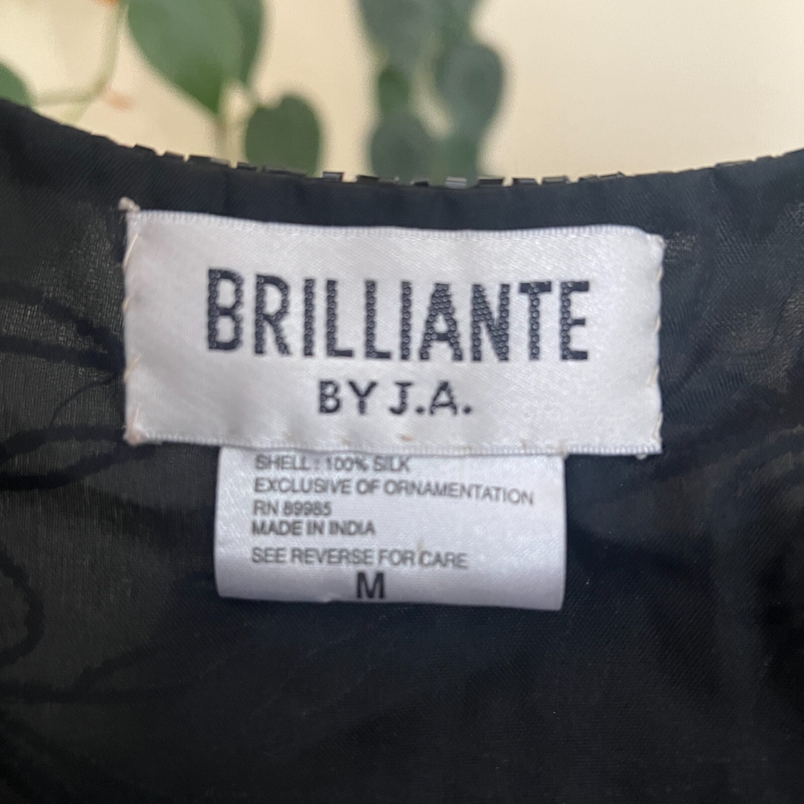 Vintage Brilliante by JA Black Silk Beaded Blouse Formal Embellished Jacket sz M