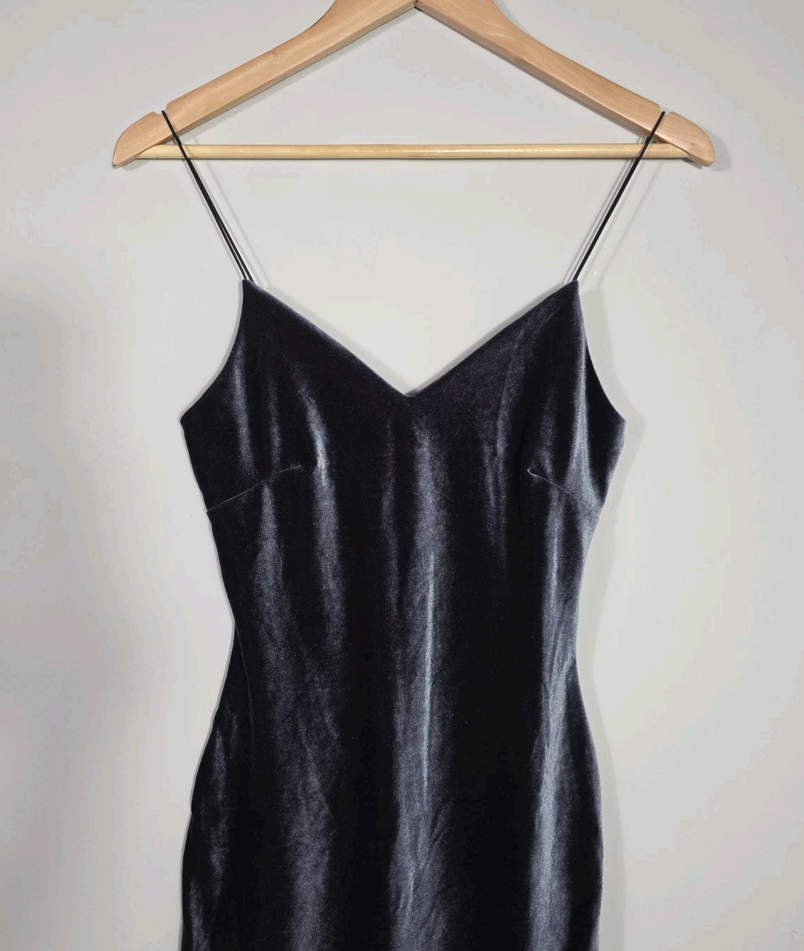 Vintage Love Culture Velvet Slip Dress Floral Applique Navy Blue M USA
