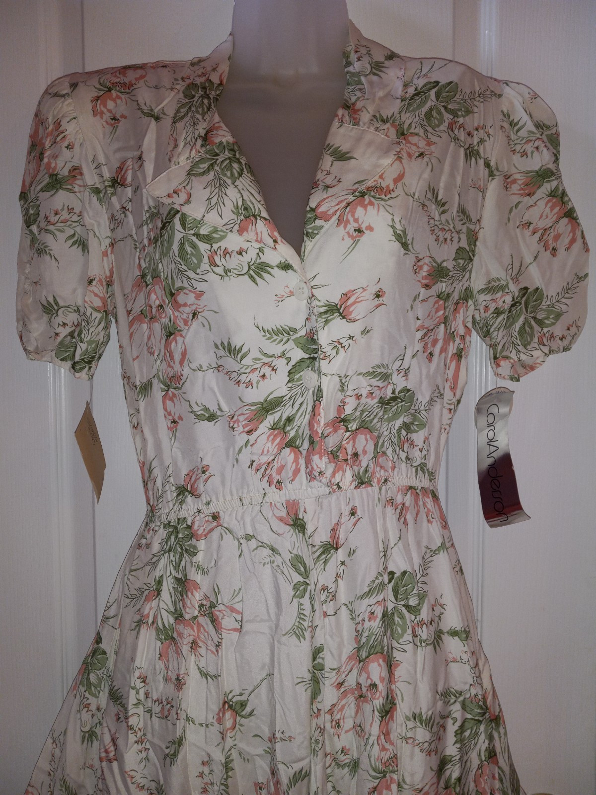 Vintage Carol Anderson Rose Bouquet Novelty Print Rayon Dress Cottagecore NWT