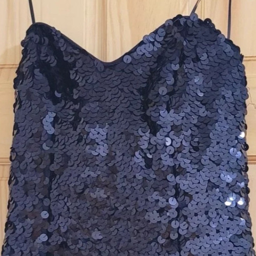 VTG 80s John Charles Strapless Sequin Feather Flapper Dress US 6 Gatsby