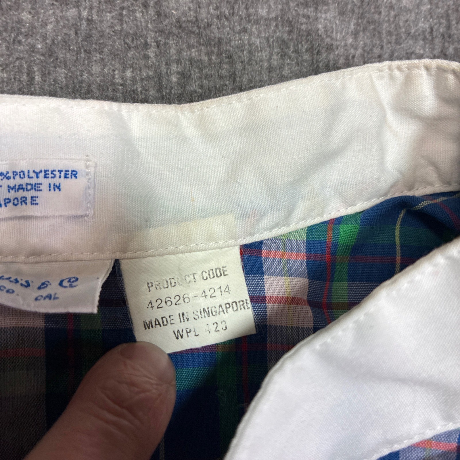 Vintage Levi Strauss & Co Plaid Blouse Women 44 Blue Green 3/4 Sleeve Large West