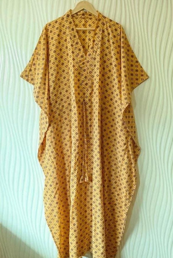 Vintage Sari Kaftan / Pure Cotton Long Maxi Dress / Luxury Resort Wear CFN1192