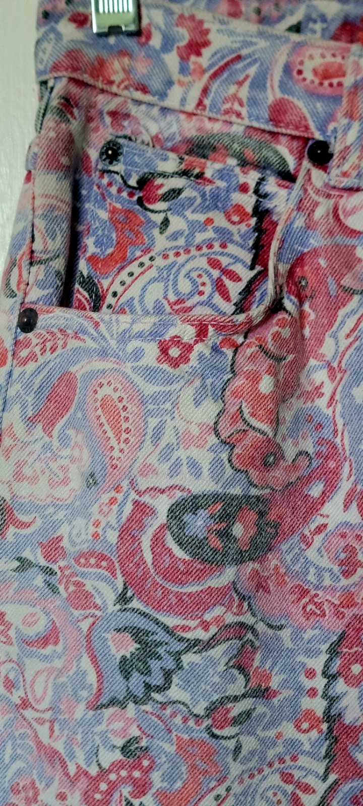 Vtg Early 90s Rare Corniche Floral Pastel Print High Waisted Jeans Size 9/10