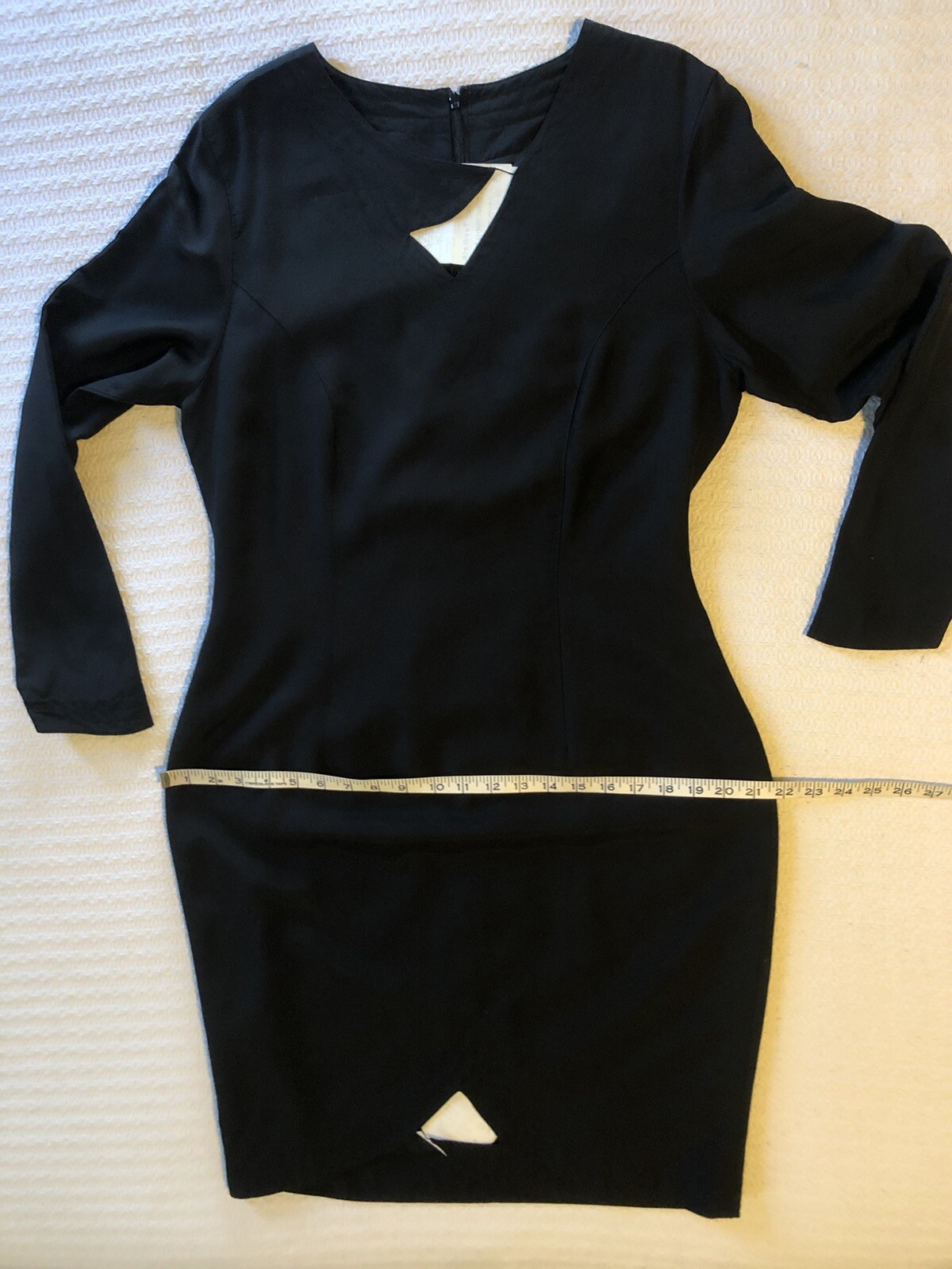 Vintage 1990s Minimalist Avant Garde Cut Outs Classic Sheath Dress Art Gallery L