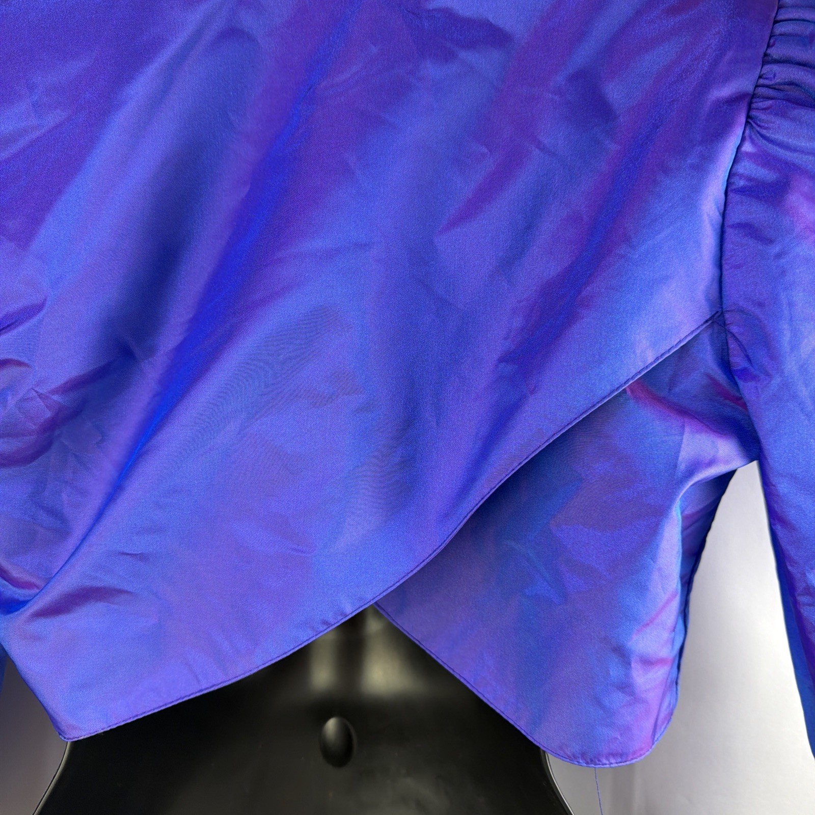 Vintage Rampage Satin Bolero Cropped Iridescent Purple Puff Sleeve