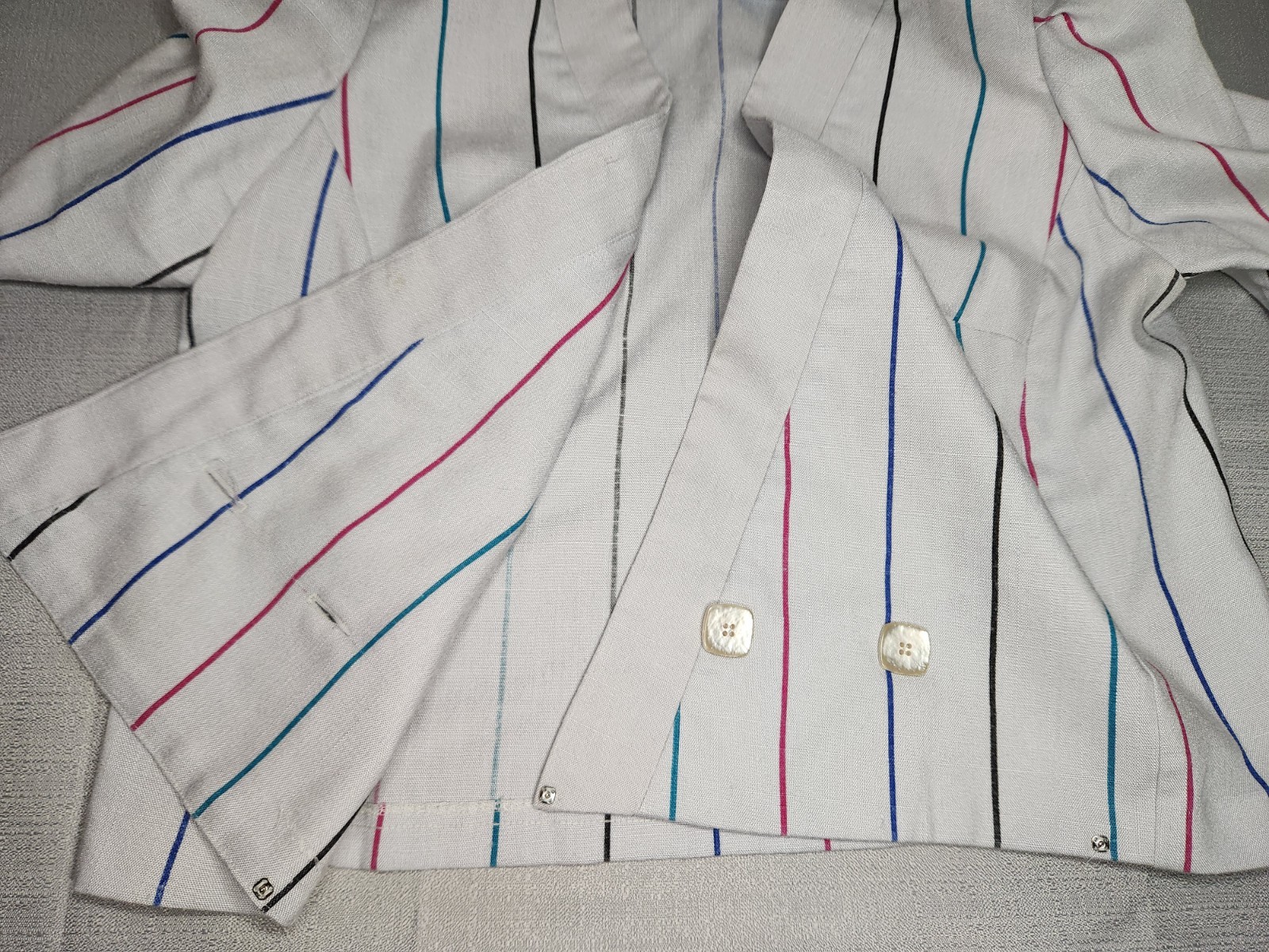 Vintage 80s Lorac Original SS Multi-Colored Striped Double Breasted Women’s Top