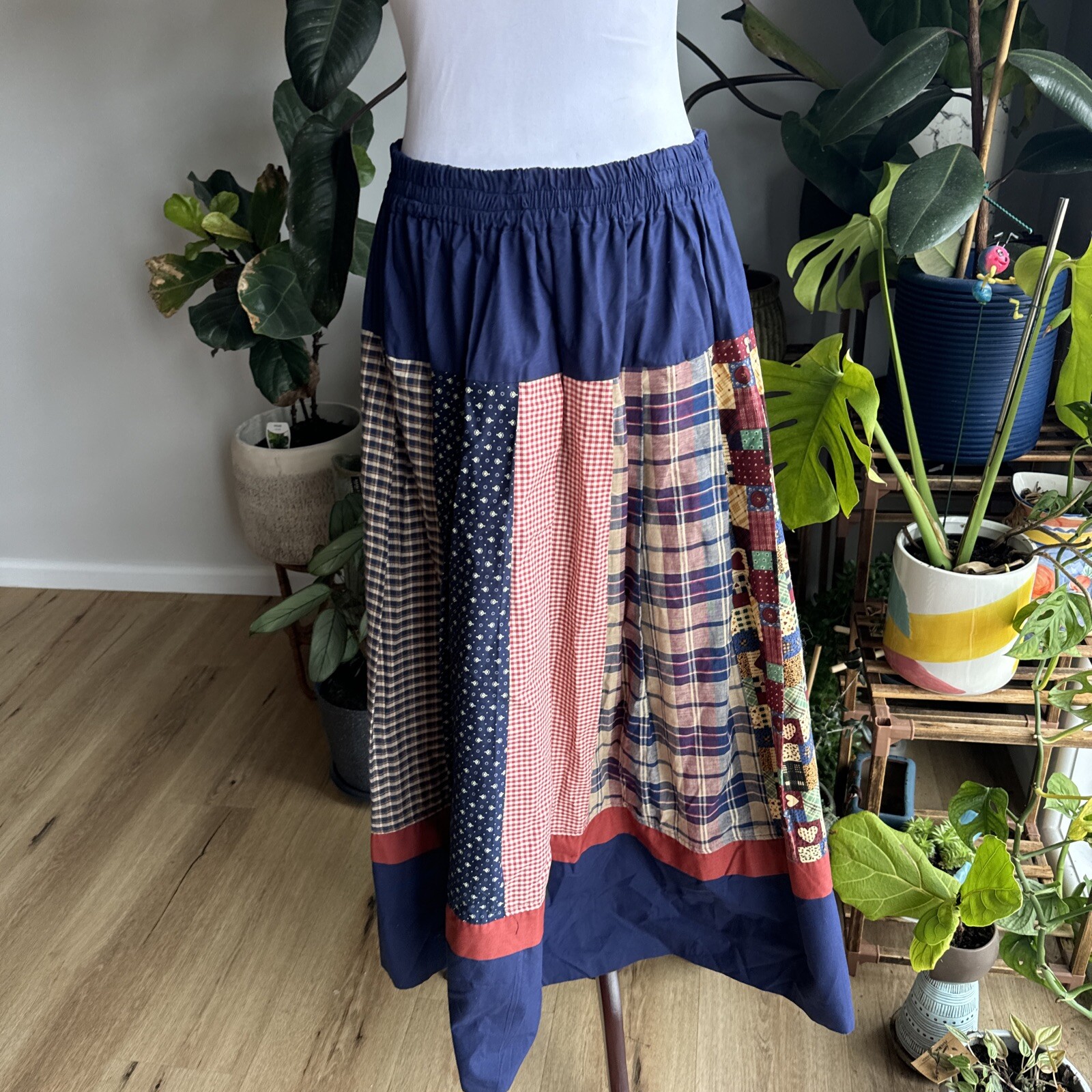 RARE Vintage Midi Maxi Skirt Patchwork Made In Australia Fits M/L 118cm Waist DS