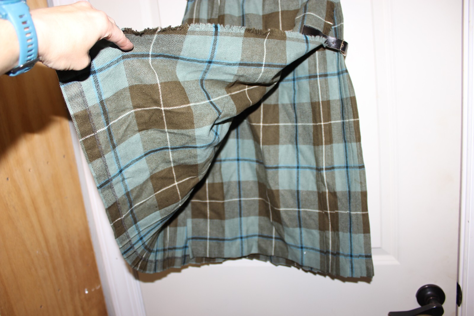 Green Brown Vintage Plaid Wrap Skirt Lined Scottish Irish Costume Classy Casual