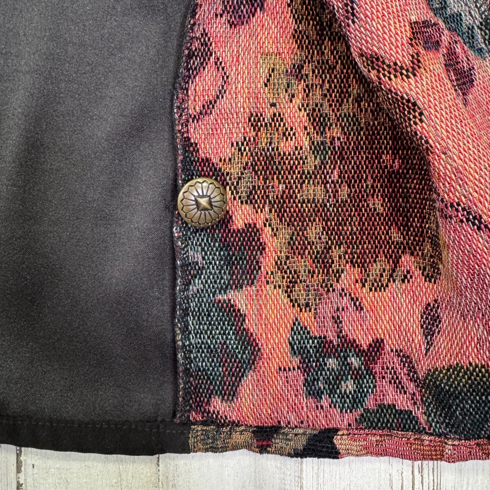 NWT Susan Graver Vest Womens XL Rose 90s Vintage Tapestry Jacquard Cottagecore