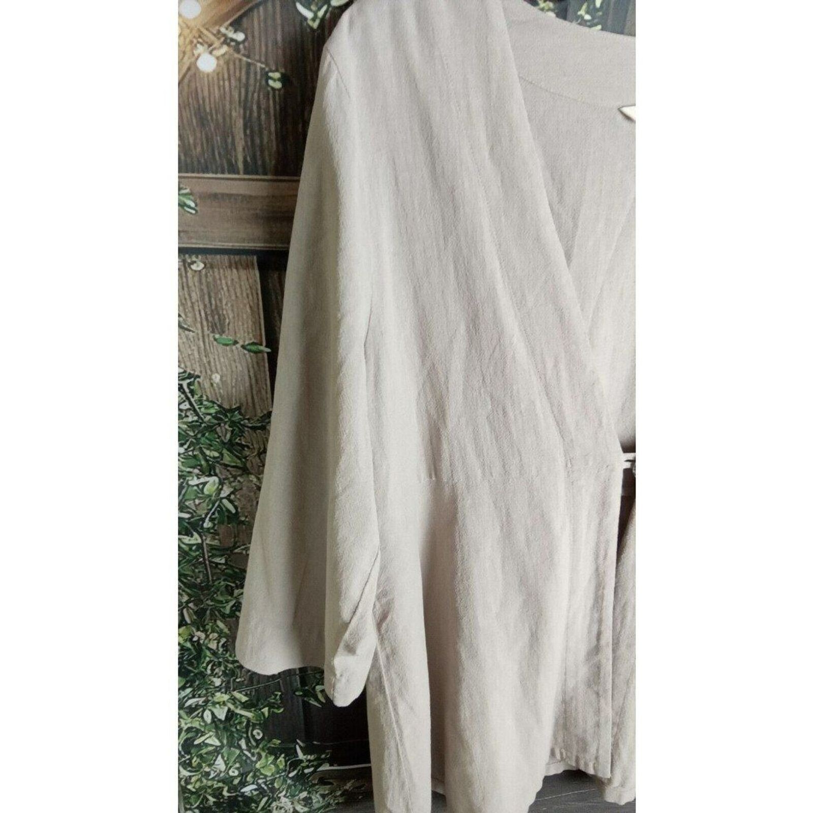Soft Surroundings Size M Cardigan One Button Closer Beige 100% Cotton