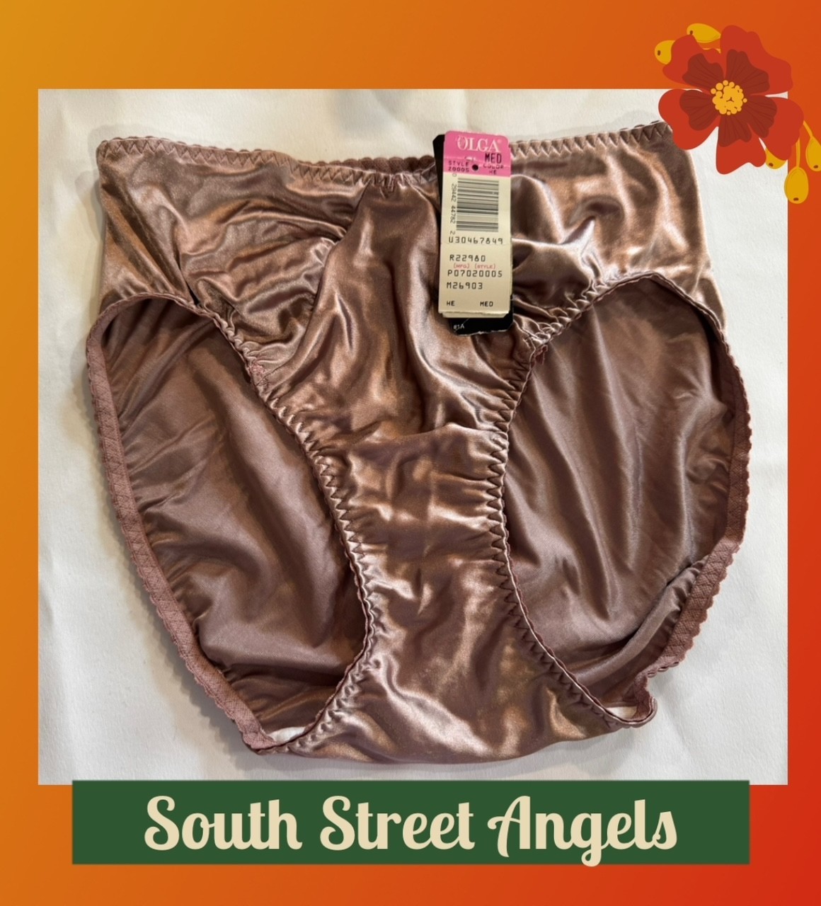 VINTAGE OLGA 20005 ROSE TAILORED BODYSATIN STRETCH HI-CUT PANTIES ~ MEDIUM