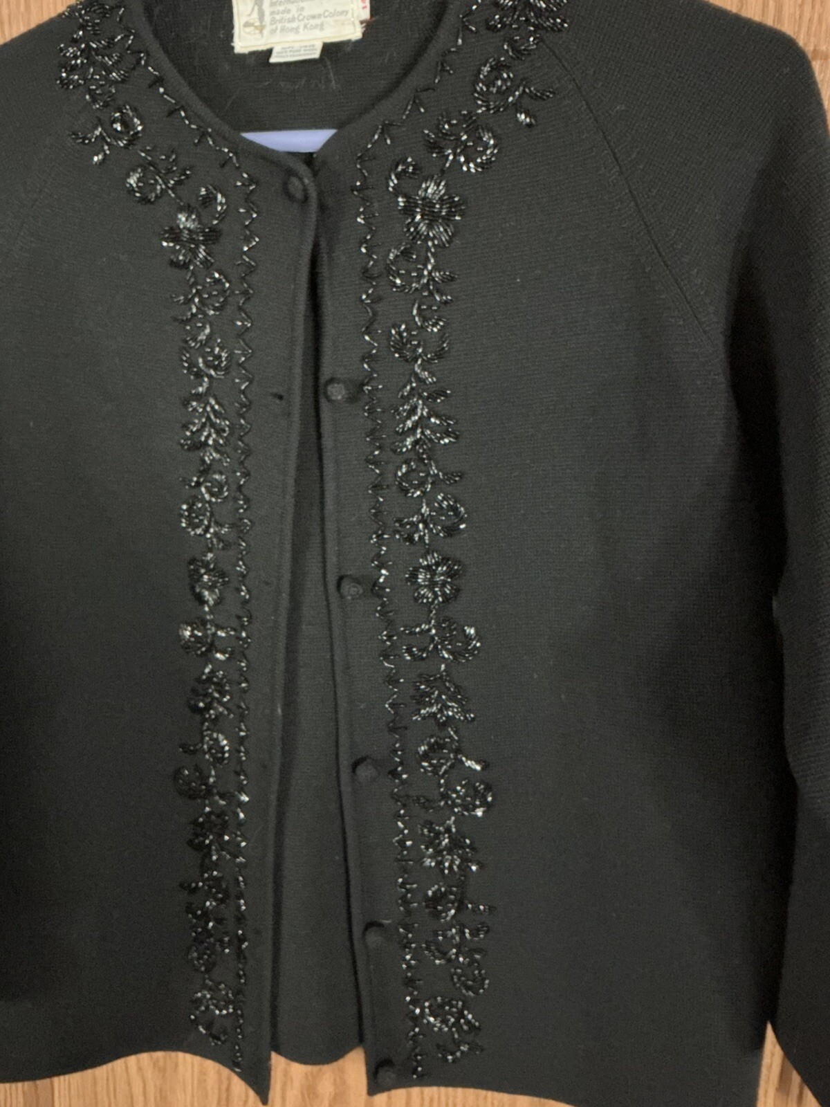 Vintage Penney’s International Imports Wool Blazer/Cardigan Style Beaded Floral