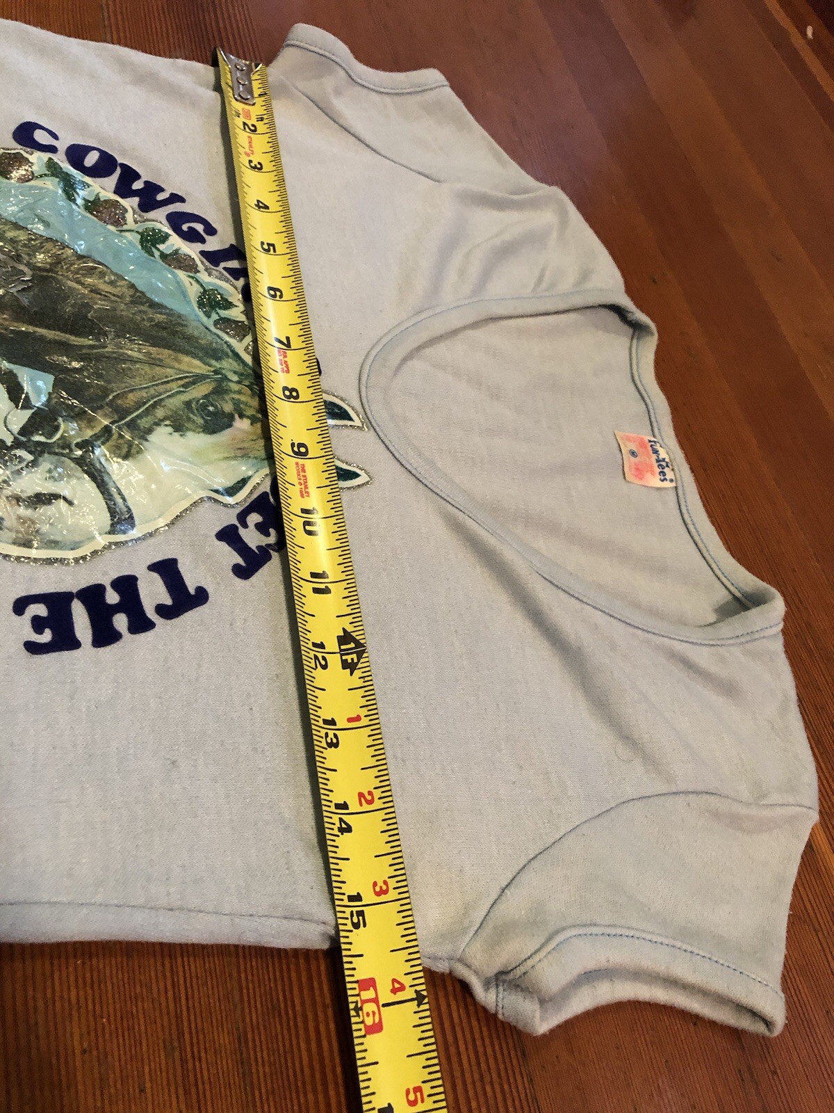 Vtg 70’s Babydoll T-shirt COWGIRLS GET THE BLUES Horse Flowers Fun-Tees Sz S/M*