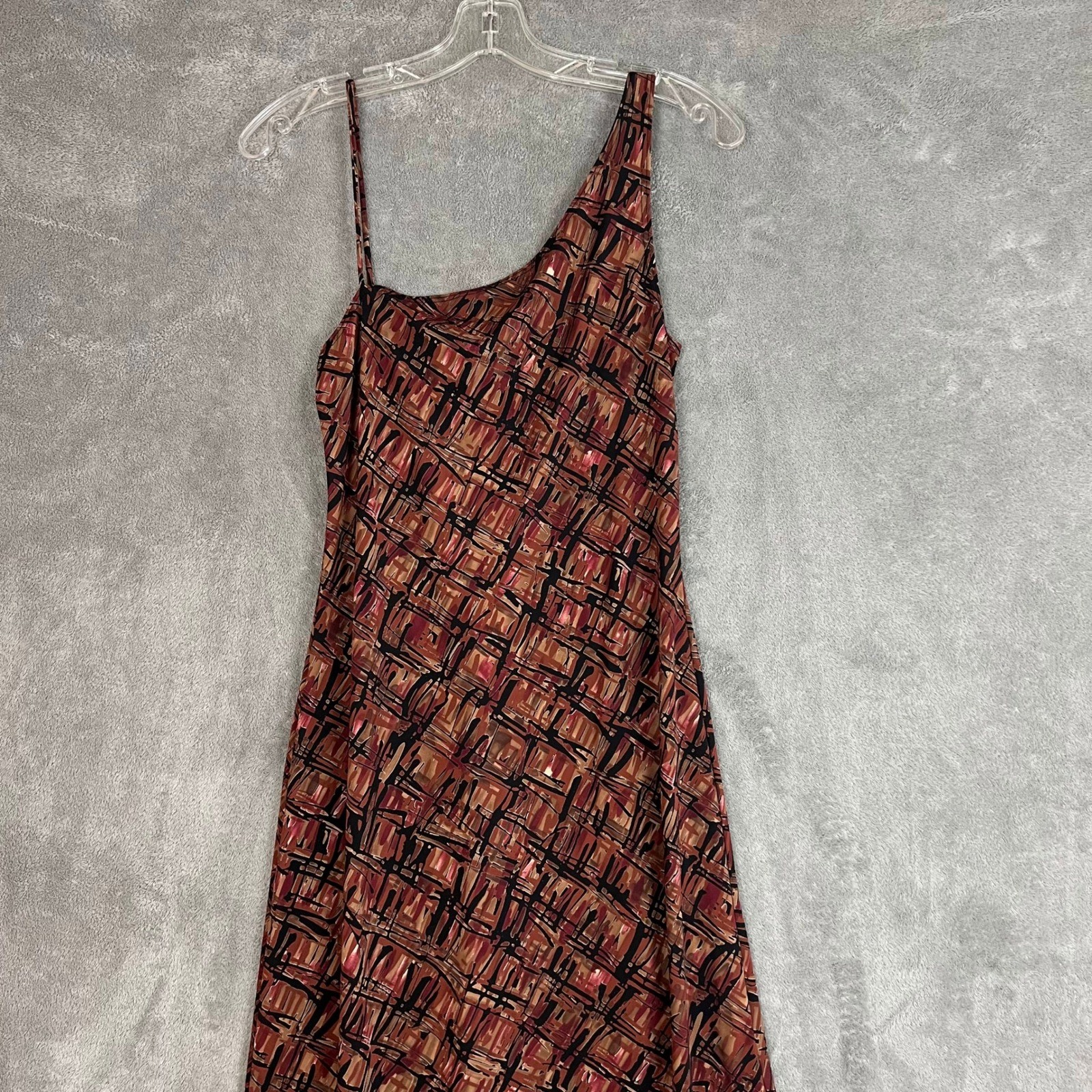 Vintage Y2K Midi Bodycon Dress Womens M Asymetrical Abstract Made in USA
