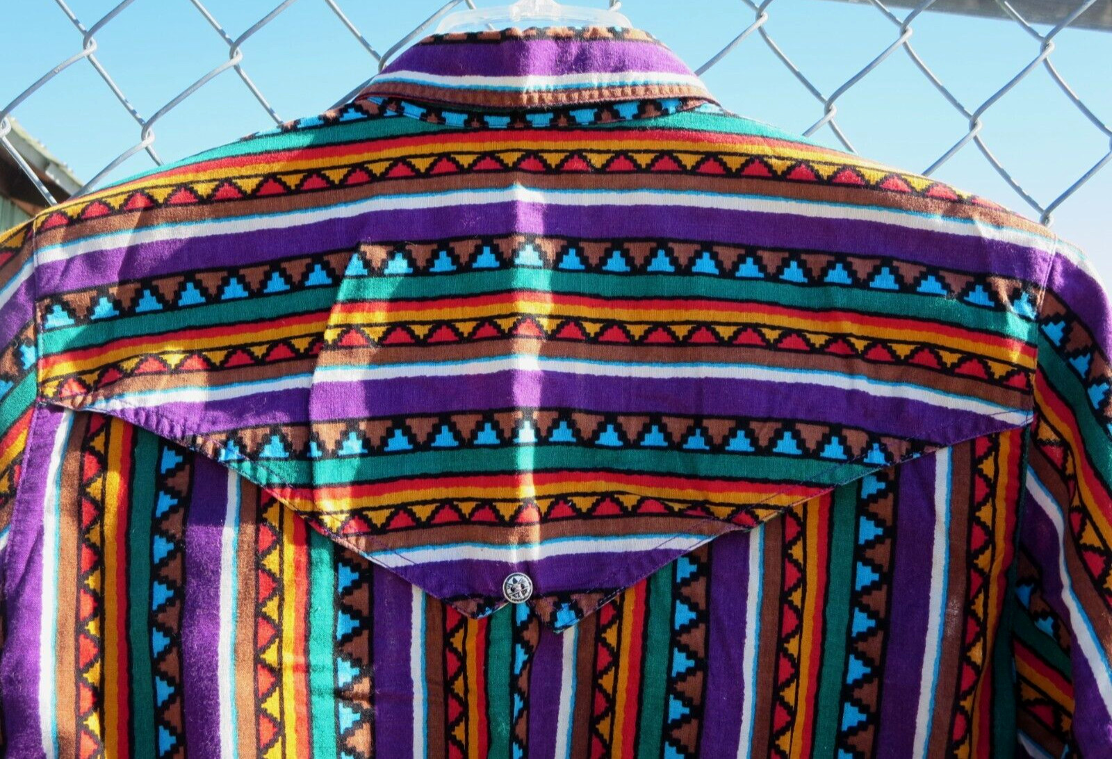 Vintage RODEO Western Wear Colorful Cotton Women’s Long Sleeve SHIRT Size L – M