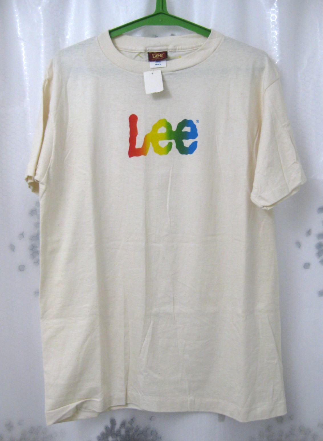 Vtg Ms Lee Logo Tshirt Ladies Large USA Manila Beige NWT NOS