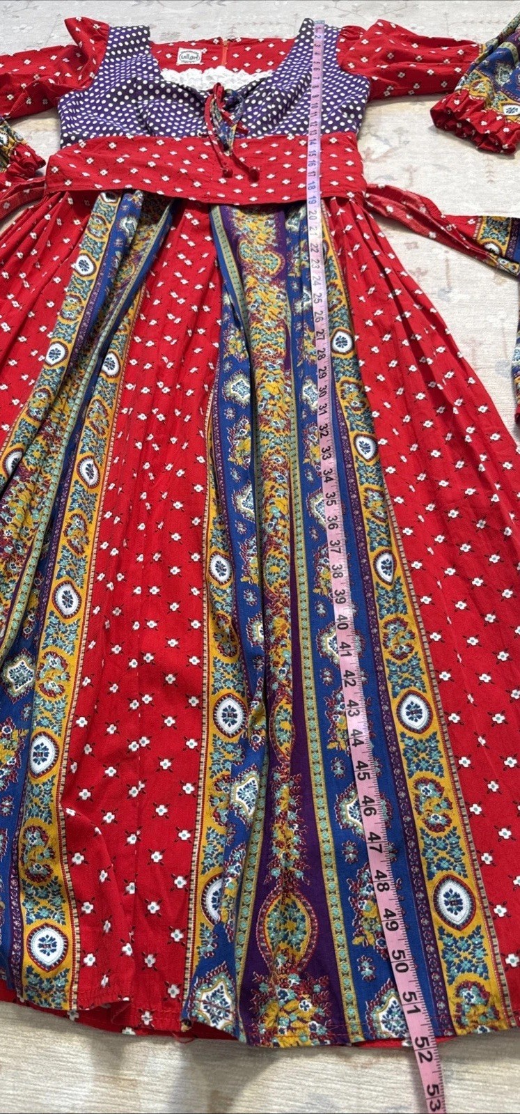 Vintage 60’s-70’s Shelly’s Tall Girl Boho Prairie Hippy Dress Corset Festival M