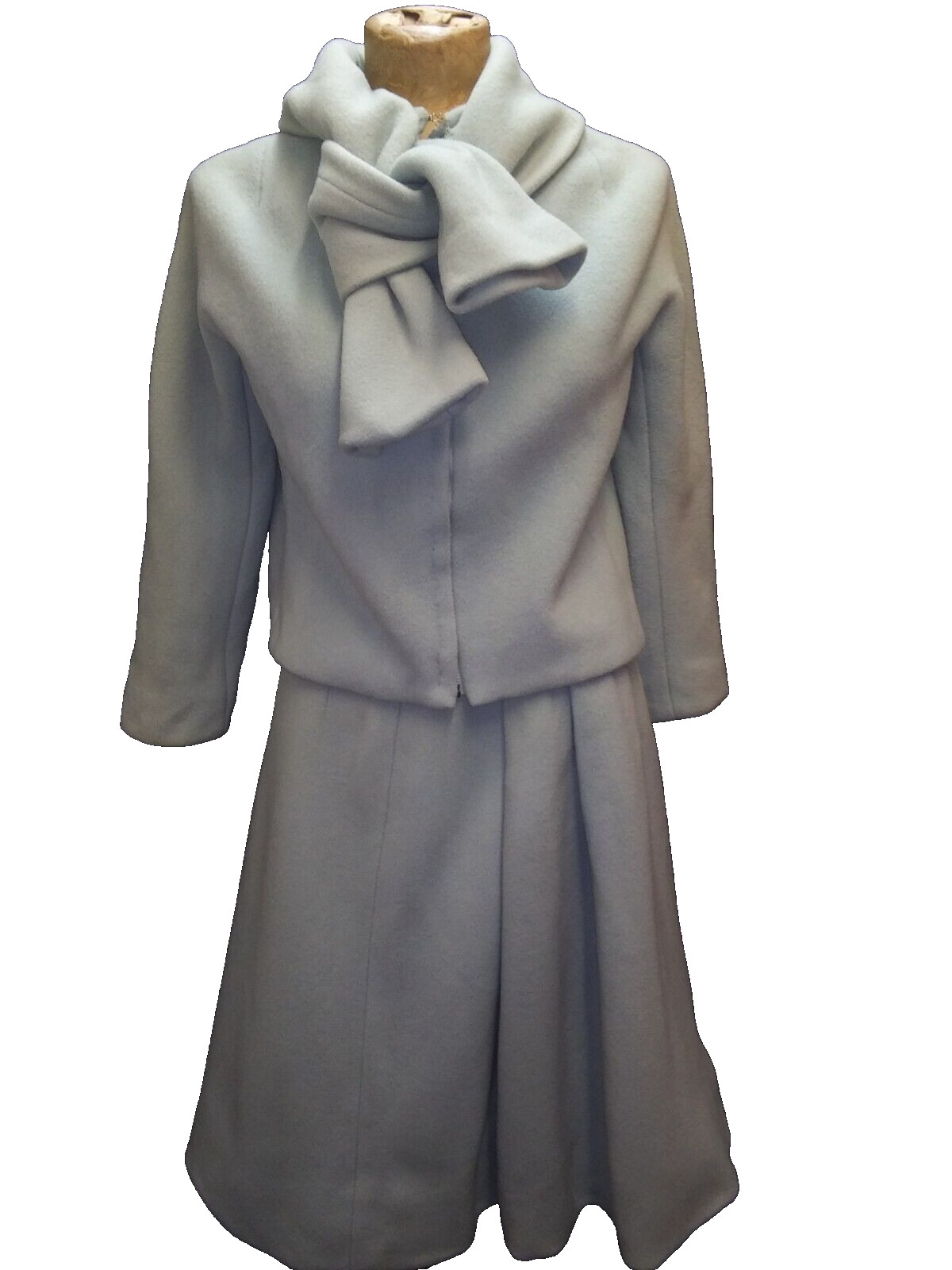 Vintage 1950’s Light Blue Soft Wool Elegant Skirt & Jacket Tiffeau & Busch S
