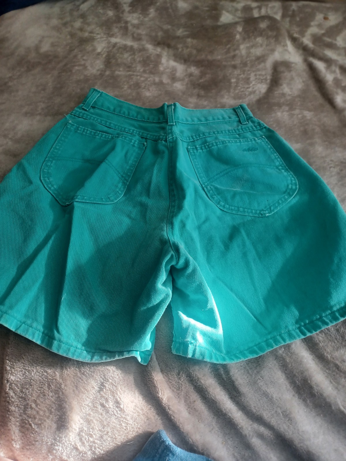 Chic Vintage Teal Cotton High Waist Shorts Size 9 1990s Casual