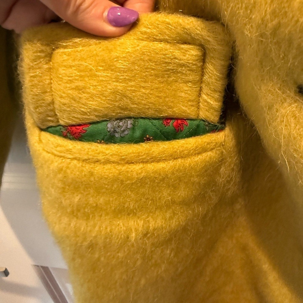 Vintage Lodenfrey 60s Austrian Yellow Loden Wool Mohair Coat Petite XXS/Kids 12