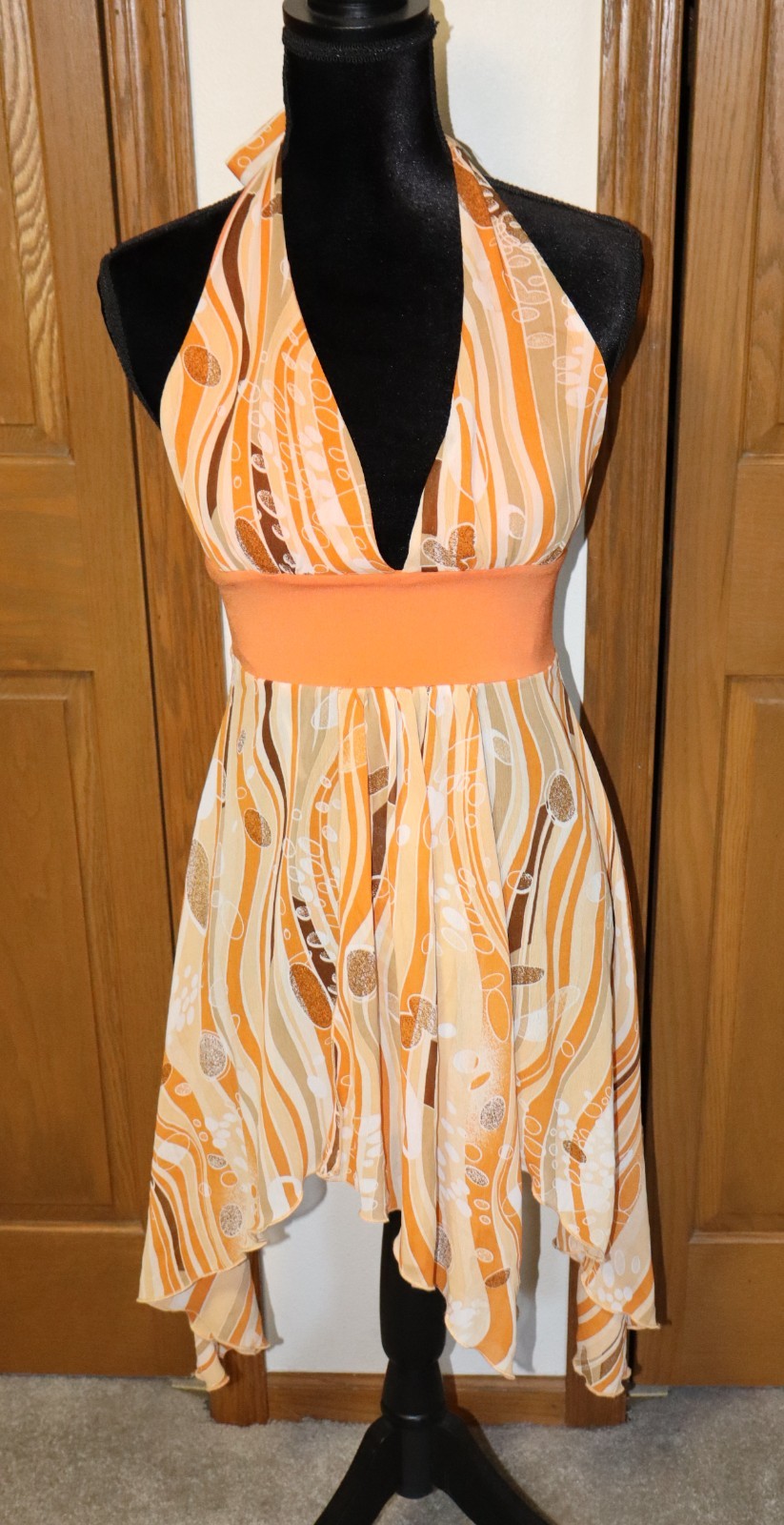 VTG Halter Dress LULY K NYC SMALL Mod GoGo Hippie Boho