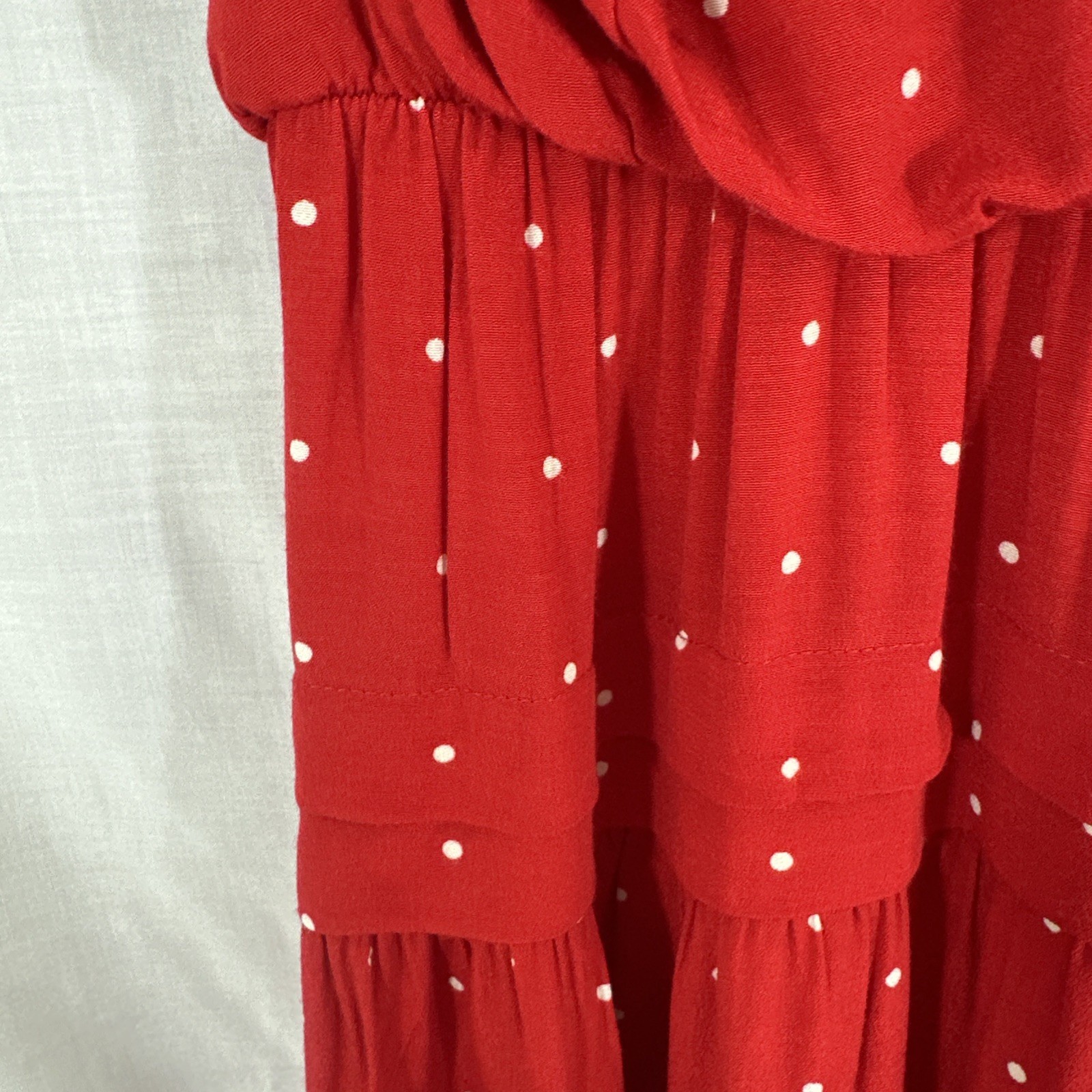 Vtg 80’s Midi Dress *Sz 12 6-8 S True Red Polkadot Summer Secretary Country Club