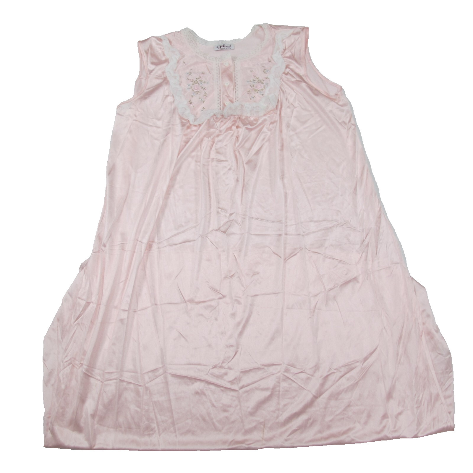 Vintage Gilead Nightgown Pink Long Sleeved Button Front Lace Detail Princess 80s
