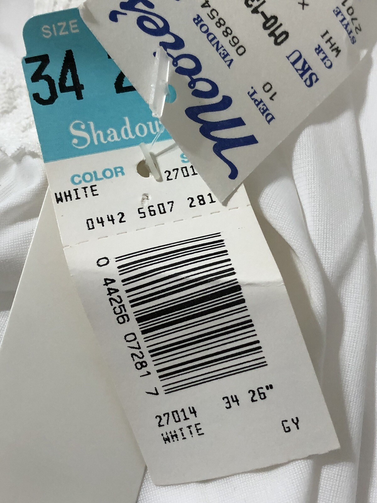 Vintage Full Slip Size 34 SHADOWLINE White Lace Nylon NOS