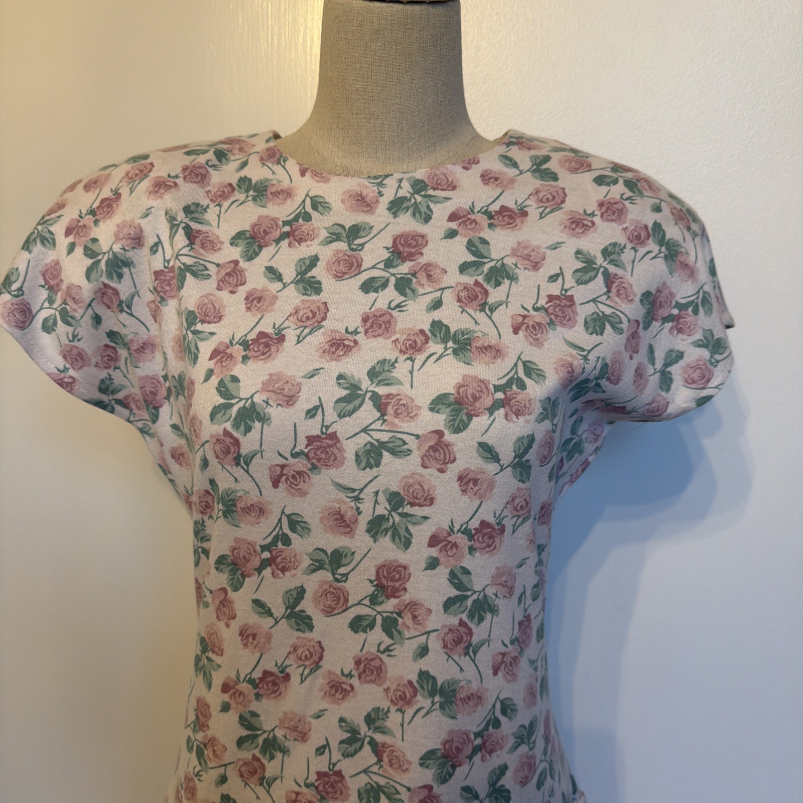 Vtg Rampage Dress 80s Tiered Ruffles Roses Floral Shoulder Pads