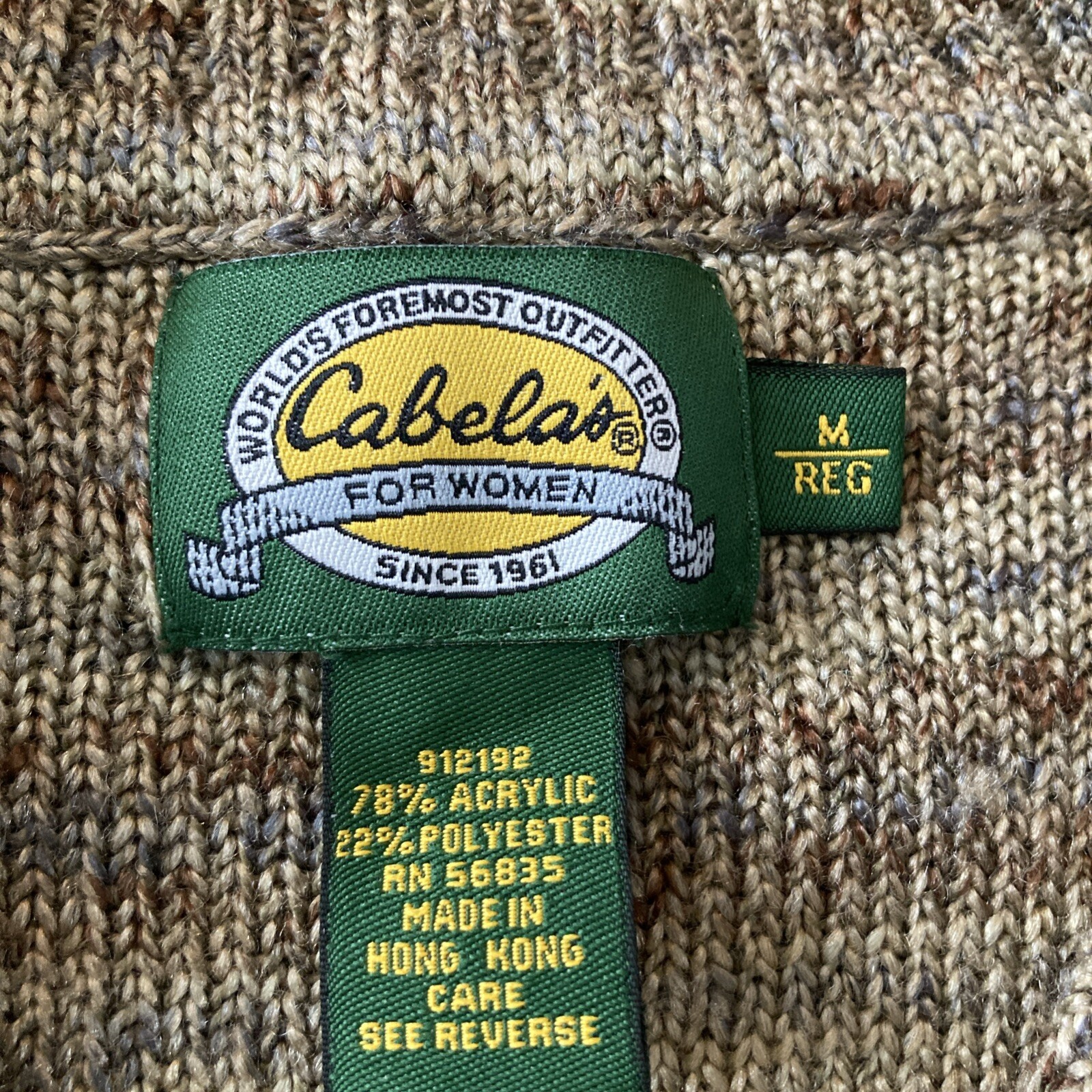 VTG Cabela’s Women’s Sweater M Knit Button Up Cardigan Light Weight Grey Tan