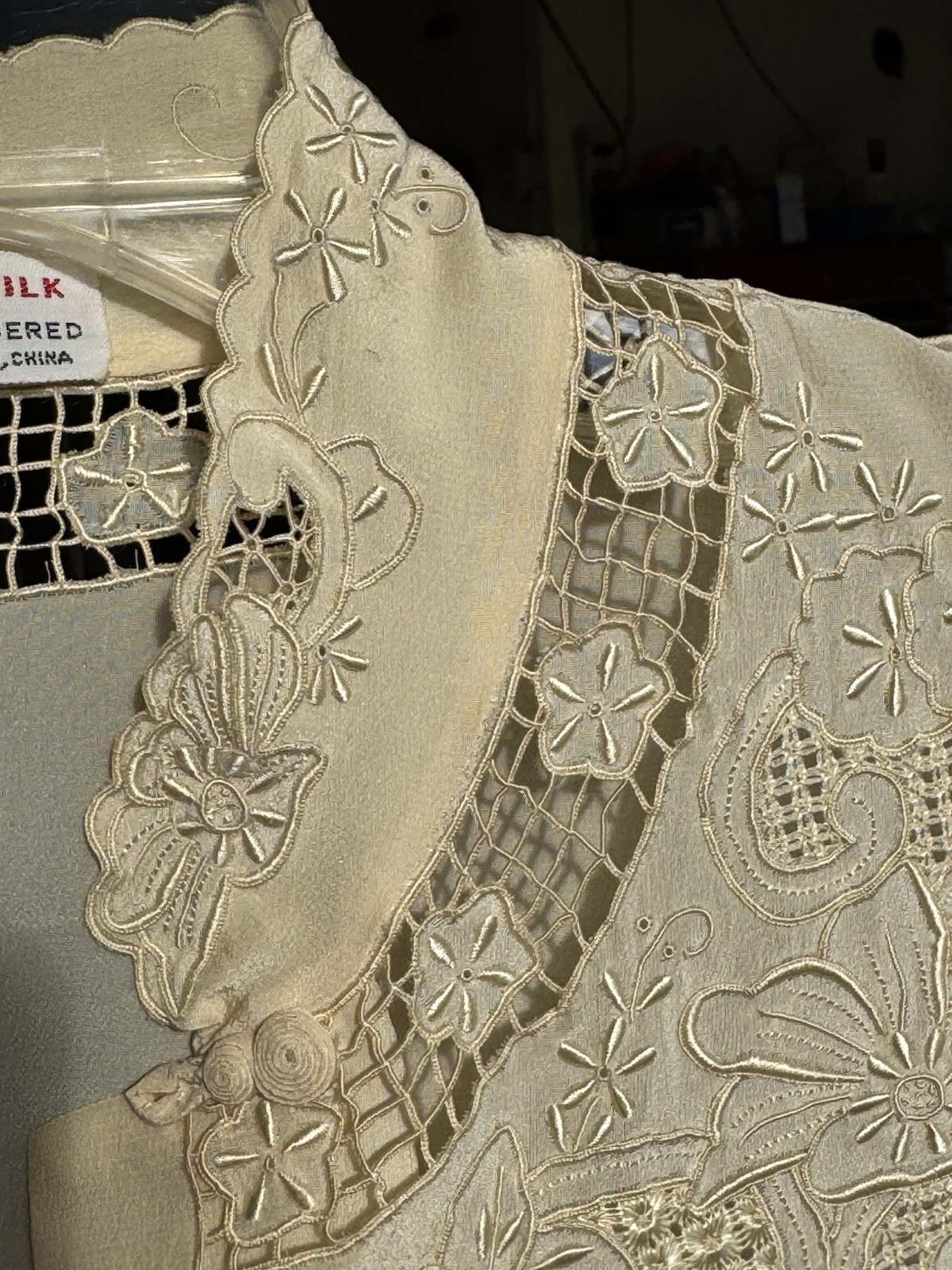 VTG Silk Master Hand Embroidered Chinese Blouse Mandarin Collar Size 36 Unworn