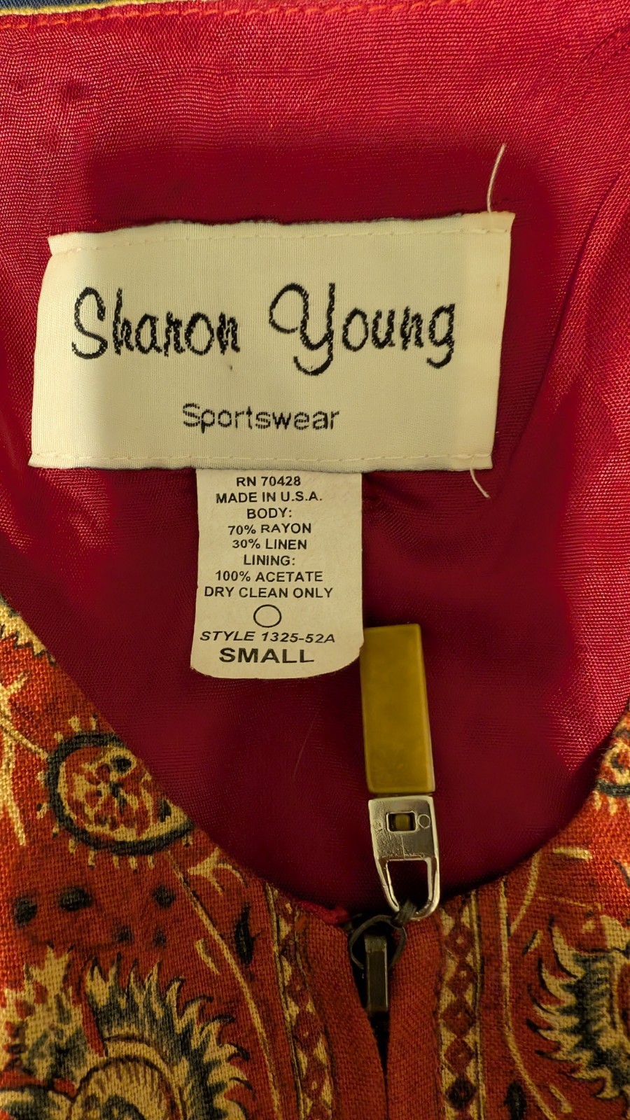 Vintage 90’s Sharon Young Folk Bohemian Artsy Midi Skirt Vest Set Women’s Small