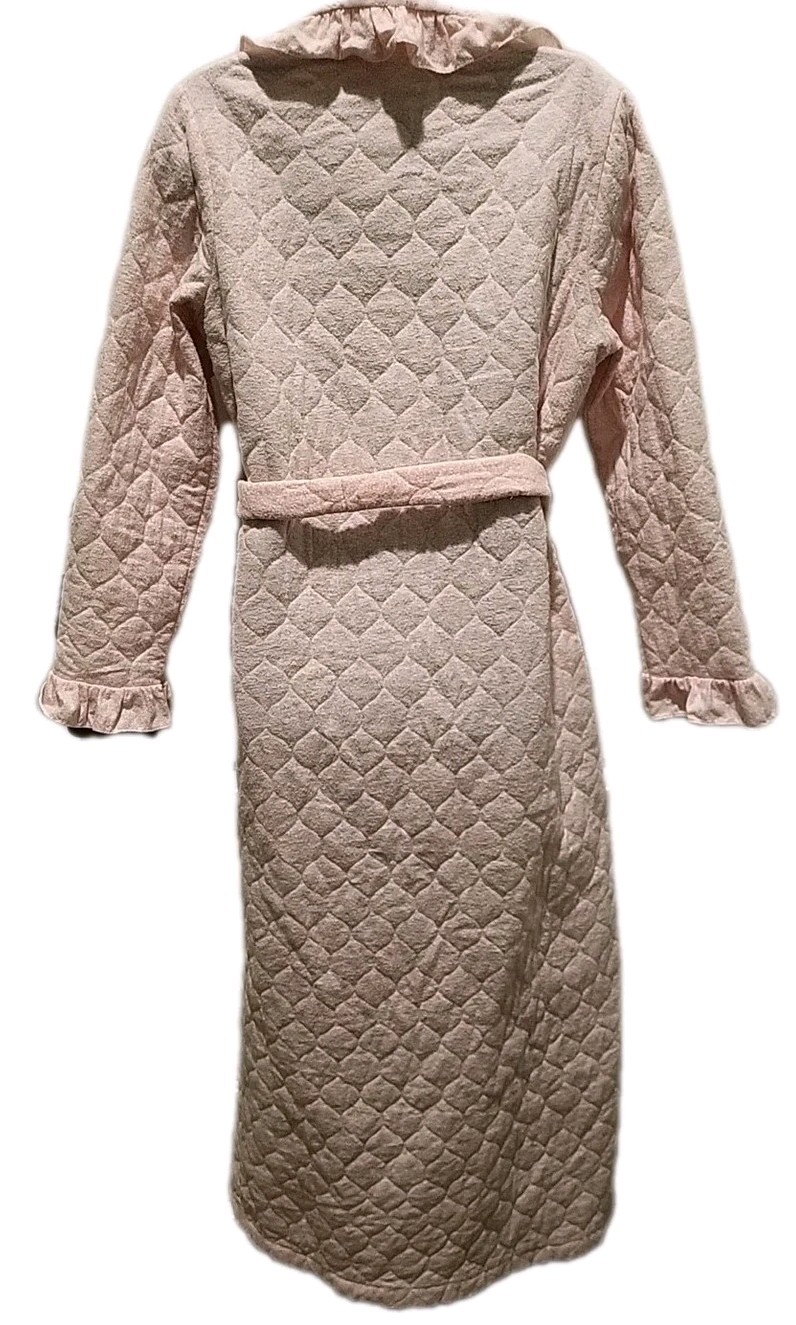 vintage 70s jennifer dale Pink long quilt robe Size L