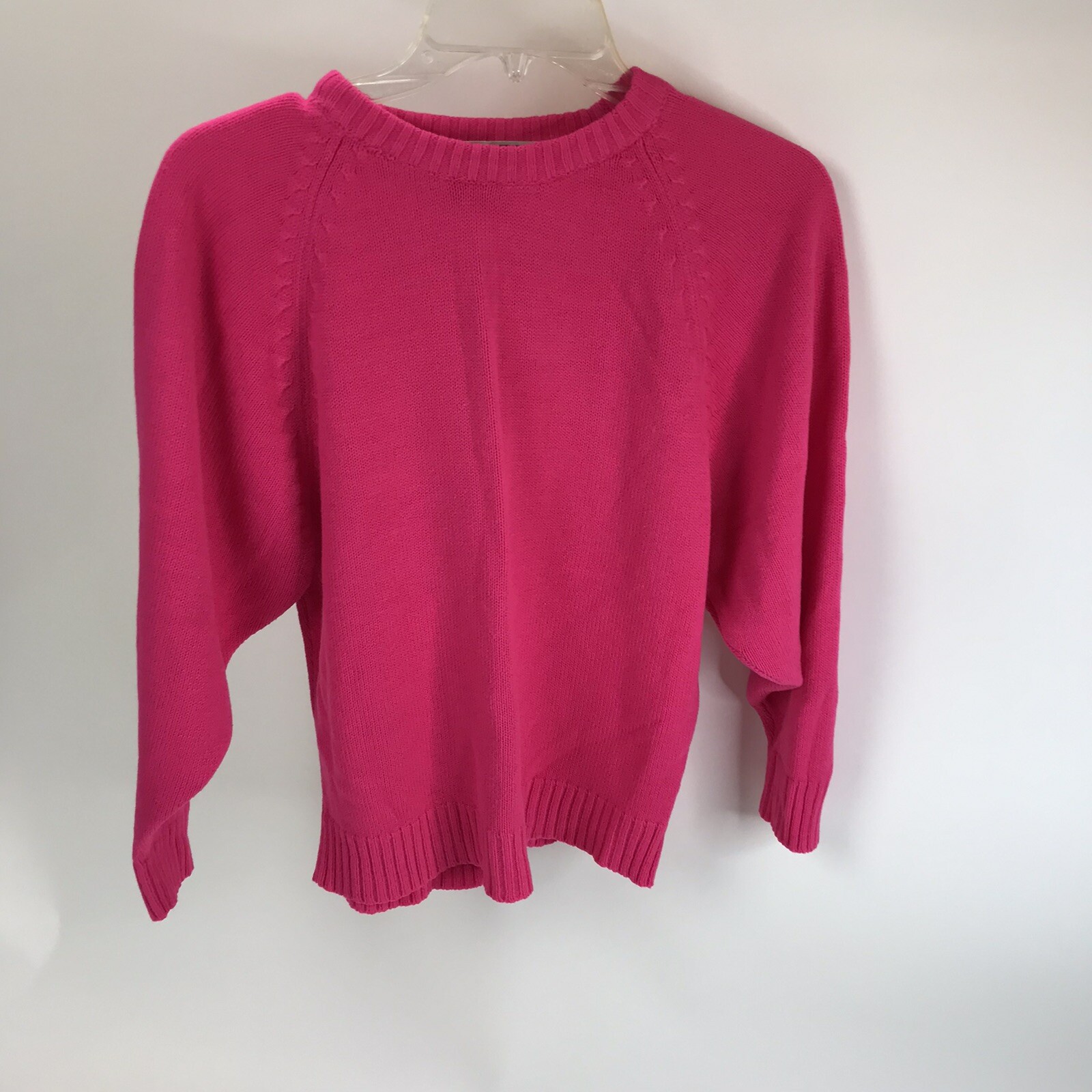 Vintage Eileen Sweater 80s 90s Hot Pink Neon popover Womens M