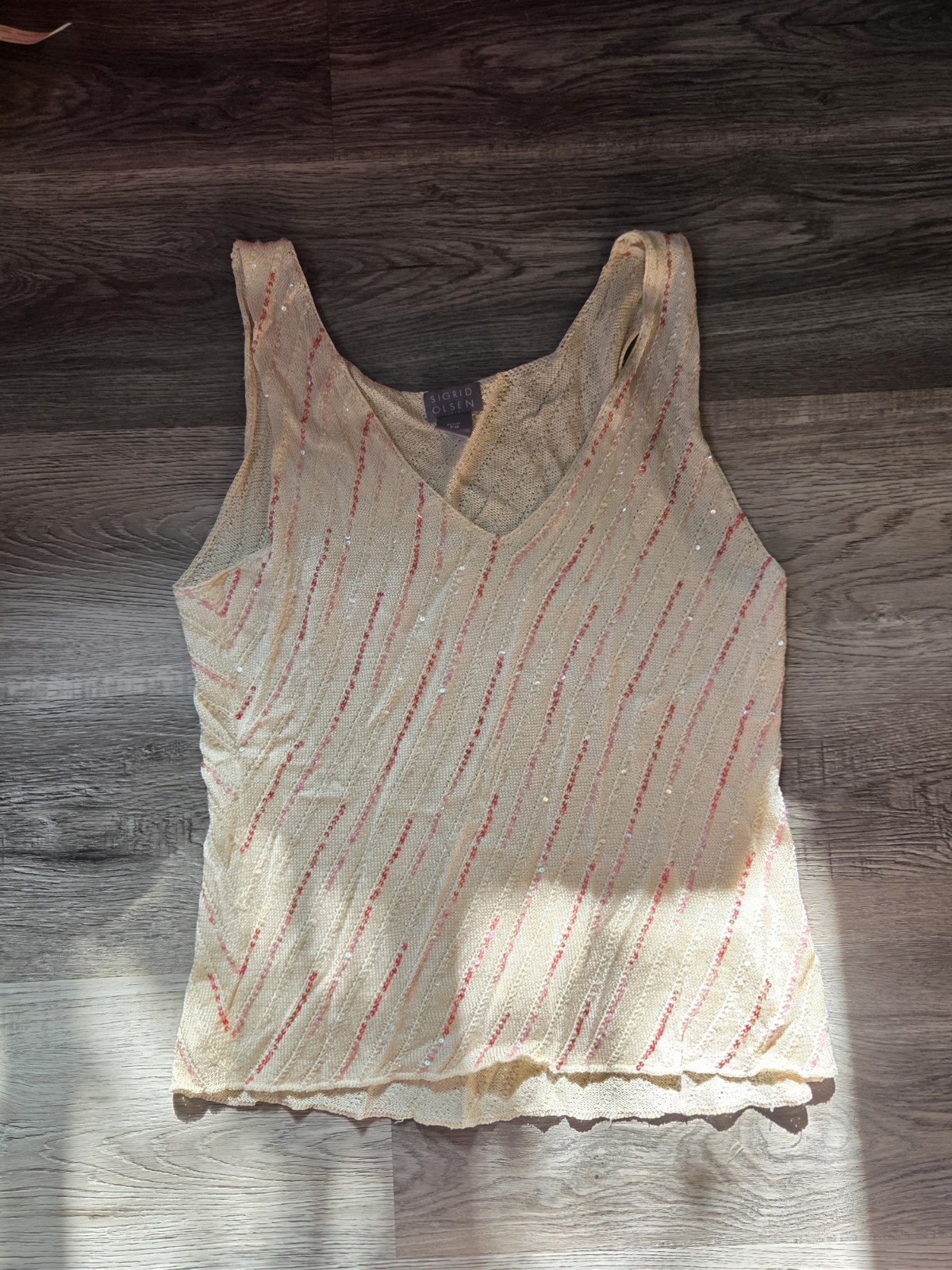 Vintage Y2K Sigrid Olsen silk blend embellished tank top