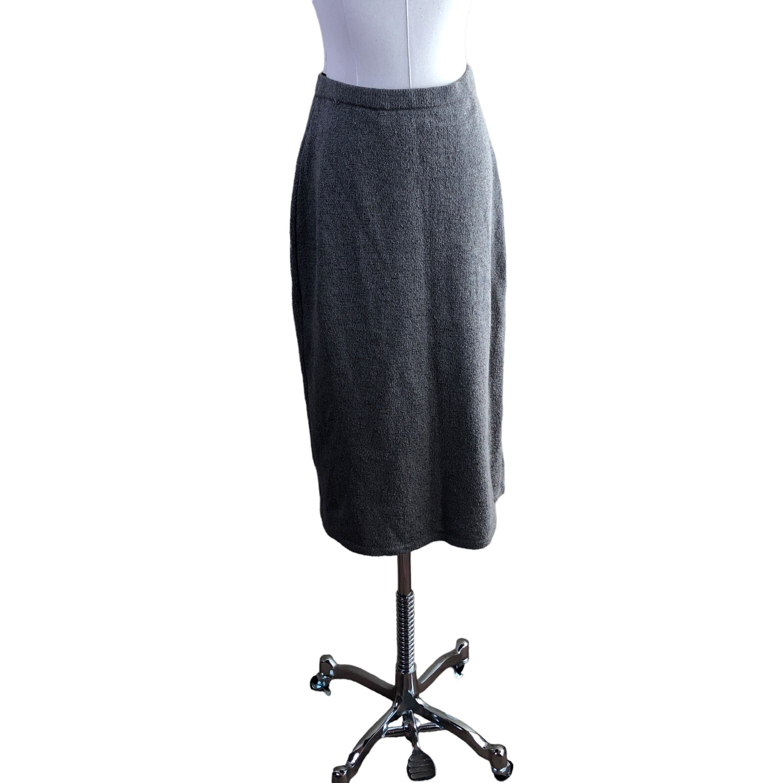 Vintage Austria Skirt Suit Cardigan Womens 8 Gray Cotton Silk Tailored Knit