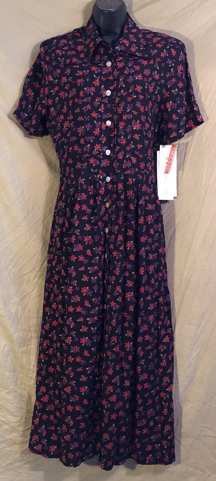NWT Vintage 1990s Betsy’s Things Rayon Floral Dress Sz 12