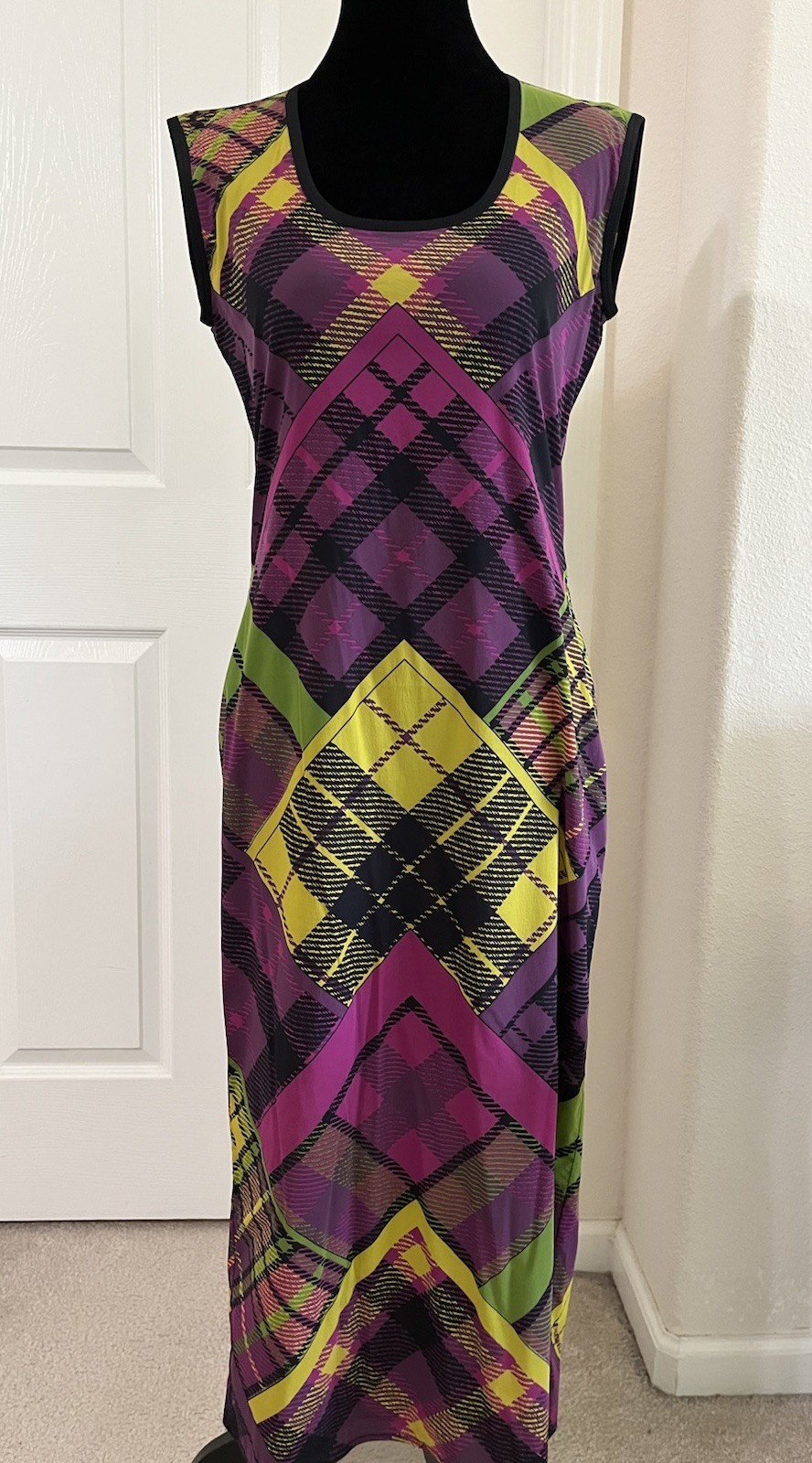 Vintage GIANNI VERSACE Couture Multicolor Silk Dress, Made In Italy