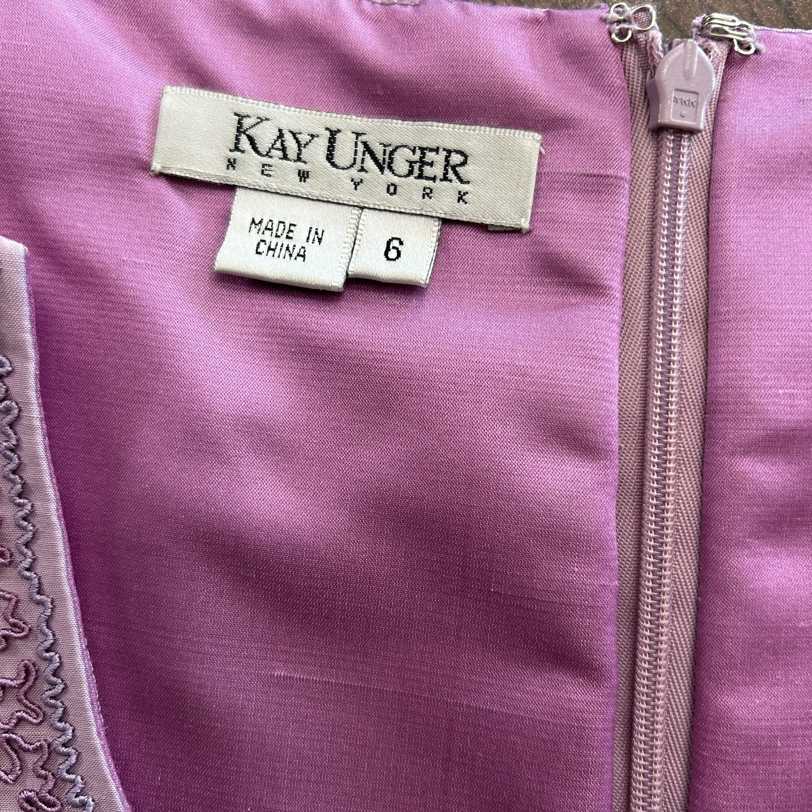 Lillie Rubin X Kay Unger Vintage 1990s 100% Silk Lavender Beaded Dress Jacket 6