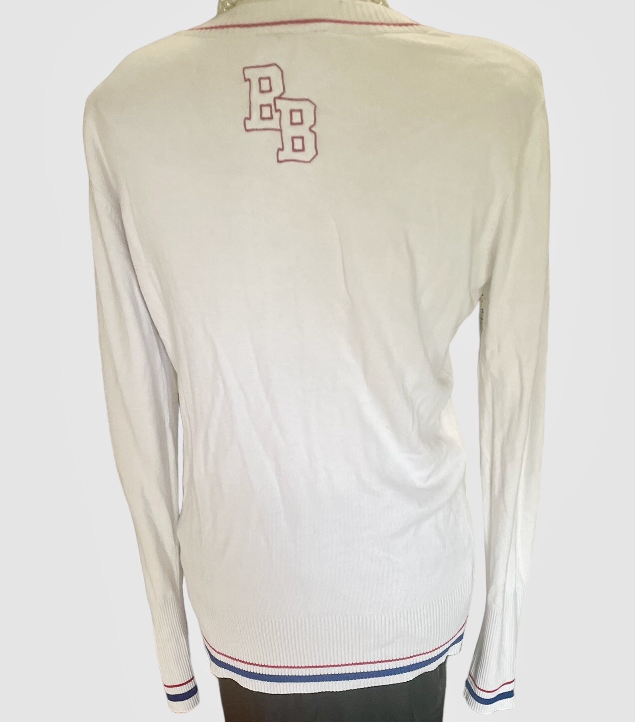 Vintage Cricket Sweater BILLABONG V Neck Long Sleeve Preppy Tennis White Polo L