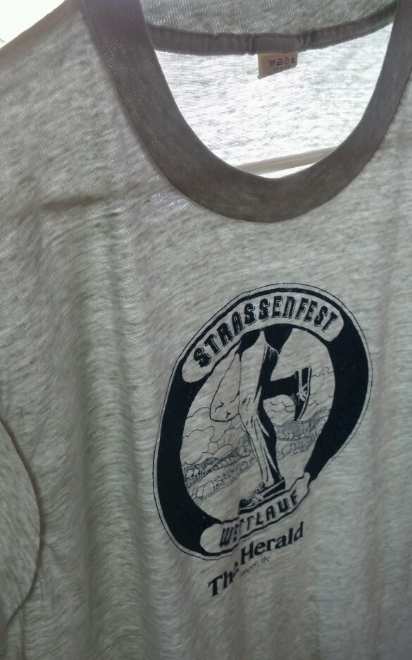 Vtg 80’s Paper Thin Screen Stars German Running Marathon T Shirt L Hipster Track