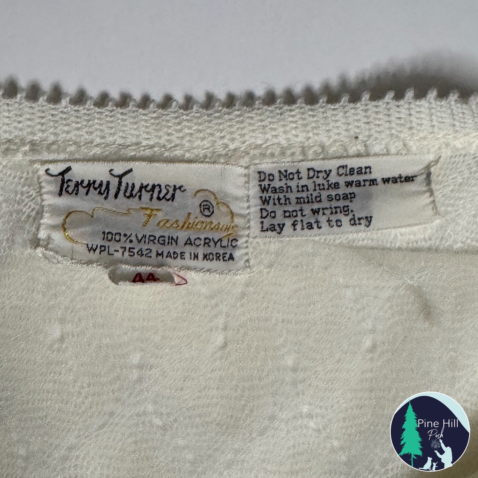 Vintage 70s Terry Turner Cardigan Sweater Sz Large Ivory Crochet Chiffon Lined
