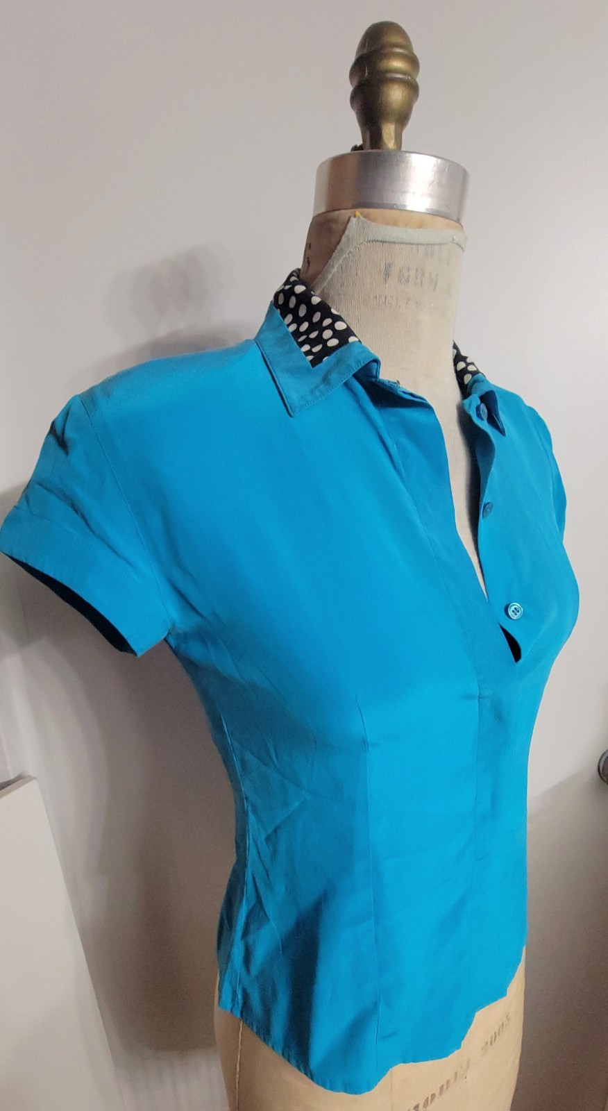 Oleg Cassini Washable Silk Vintage 80’s Turqouise Silk 2-piece Blouse + Blazer