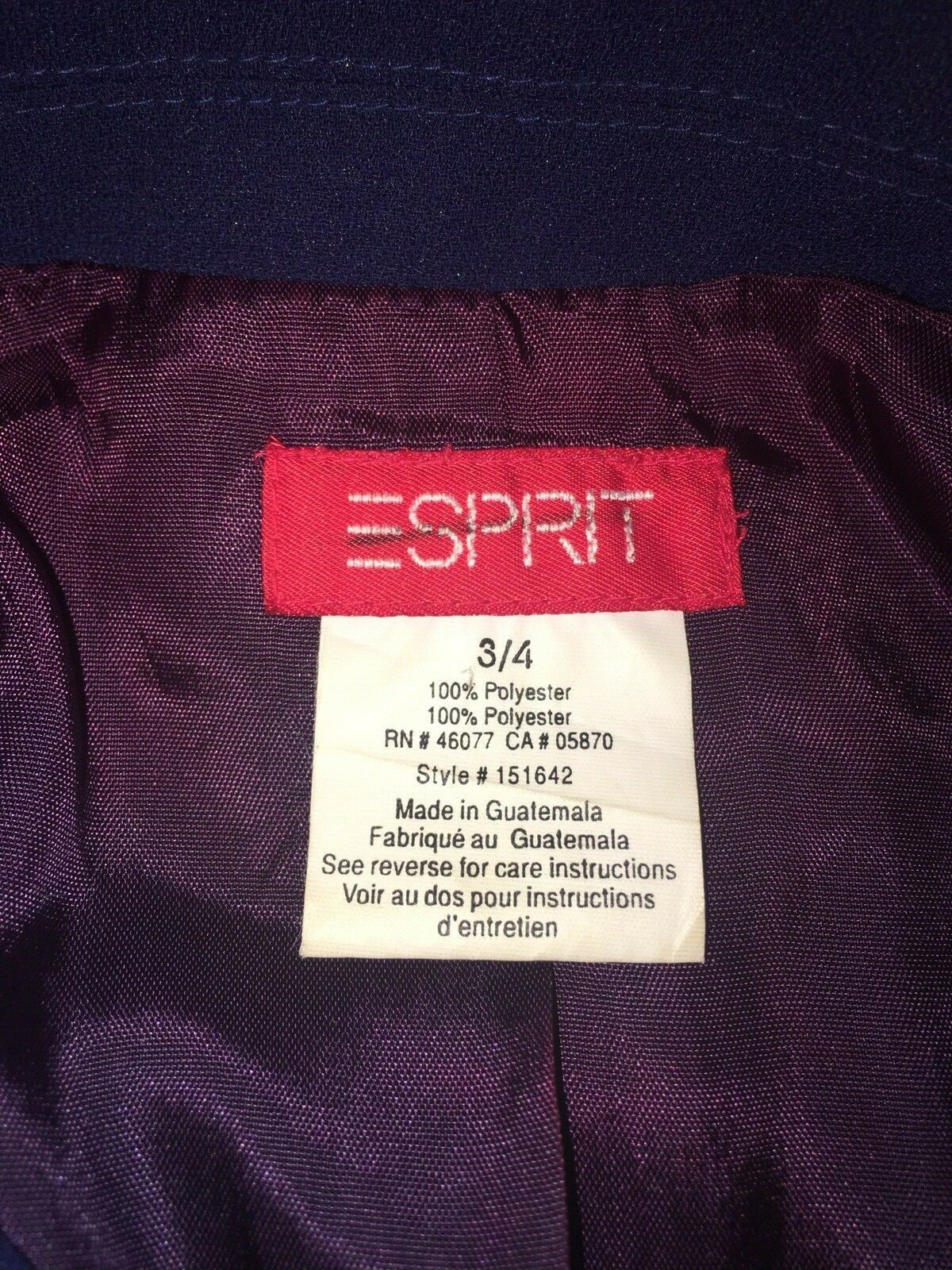 VTG 90s ESPRIT !! BLAZER JACKET TIMELESS! Blue Boho Retro Preppy Nice! S