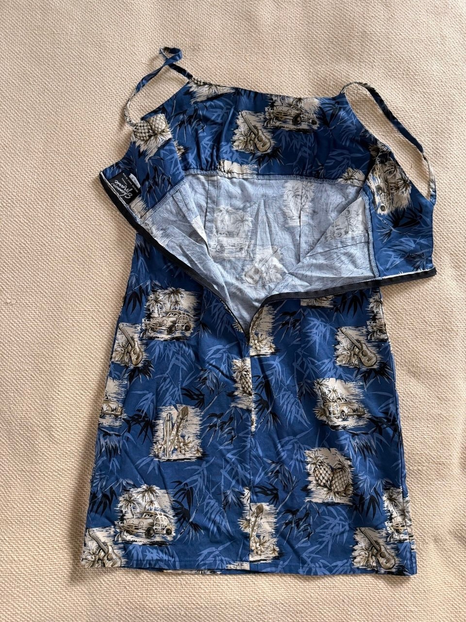 Vintage Shannon Marie Hawaii Sundress Blue Hawaiian Print Cotton Size M Made USA