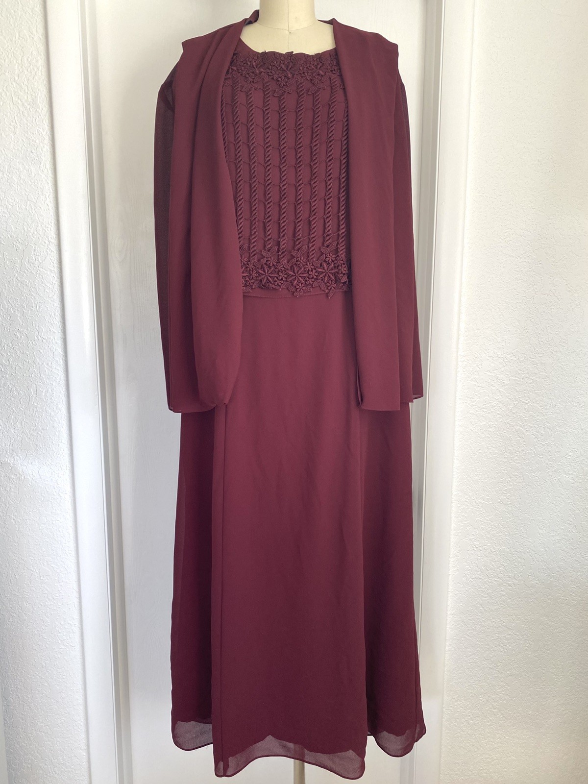 Vintage Poly USA Dress XL + Jacket wedding guest Party 2 PC made in USA