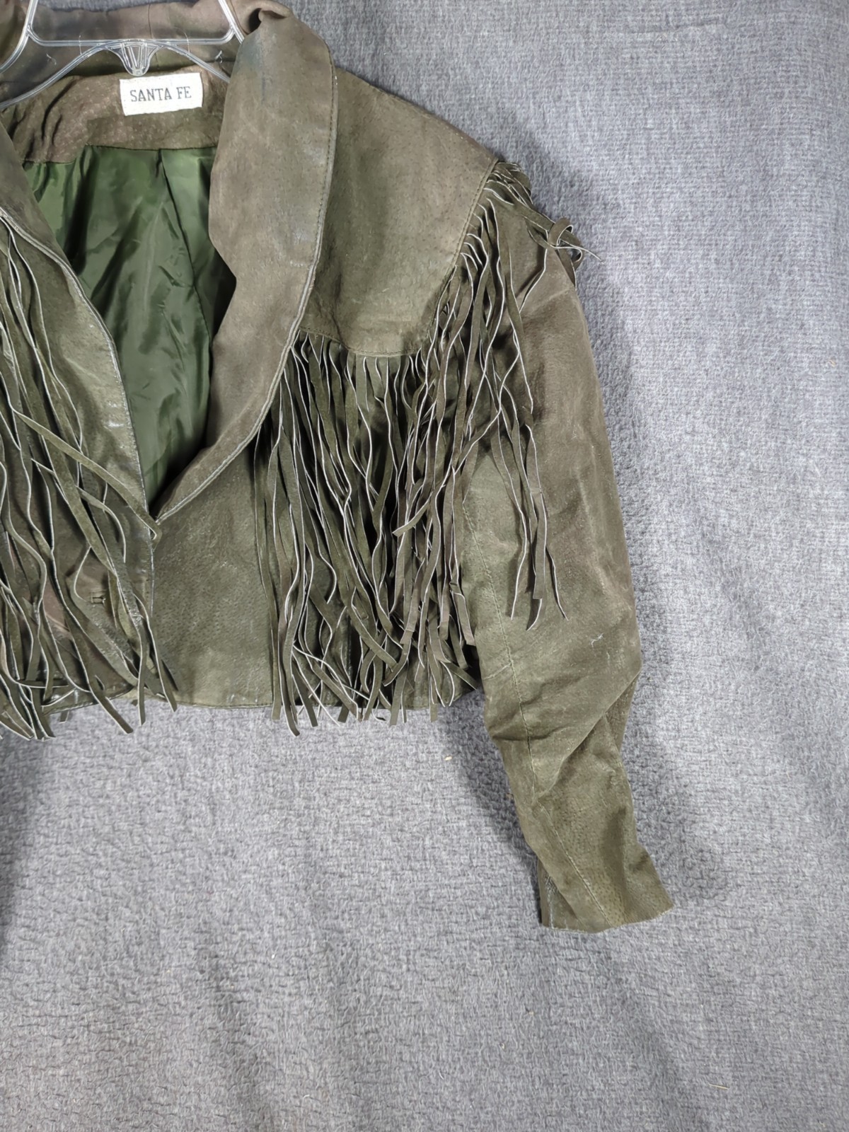 Vtg 70s 80s Santa Fe Suede Leather Cropped FRINGE Jacket Western Sz M
