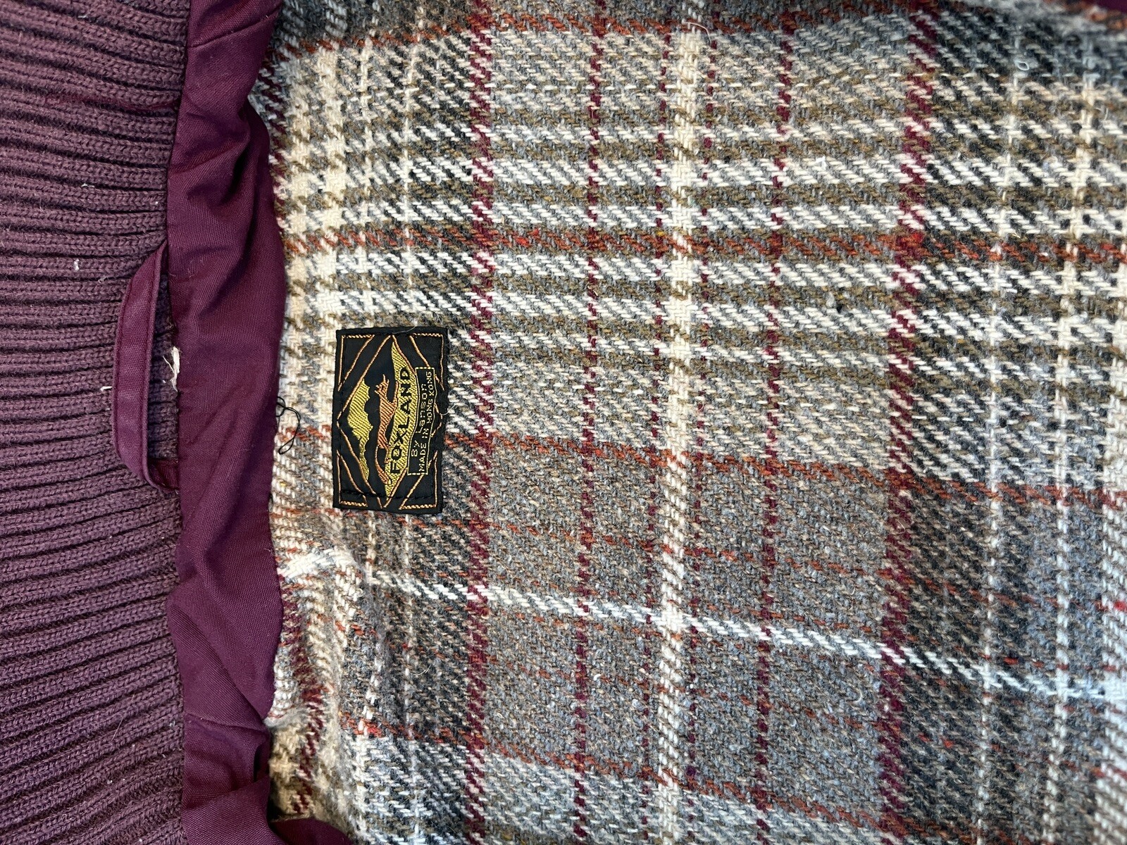 Vintage 1980s Sz Lg Foxland Zip Jacket Barn Coat Flannel Lined Purple Retro