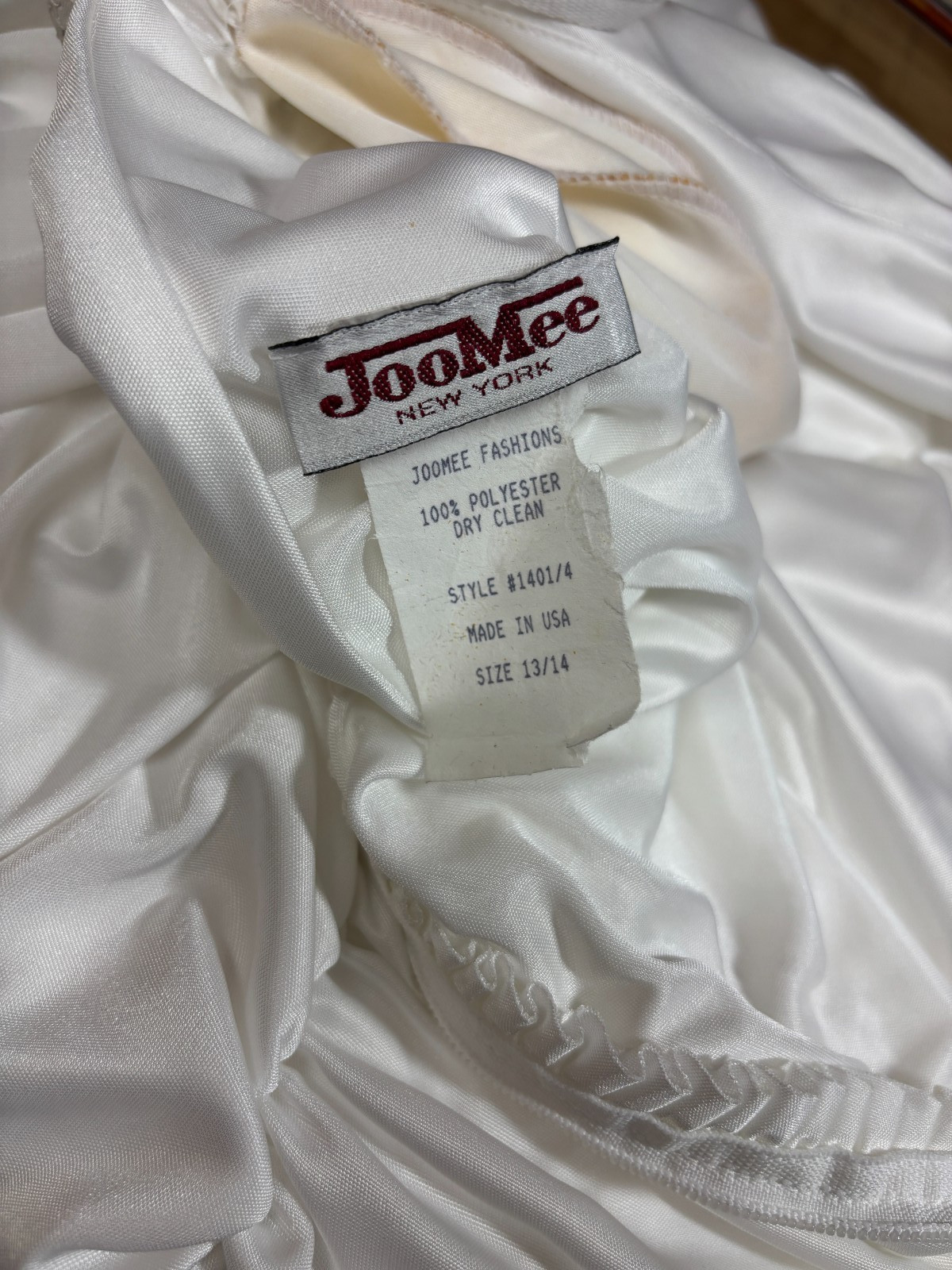 Vintage 1970s 1980s Joo Mee White Evening Cocktail Wedding Disco Dress 13/14