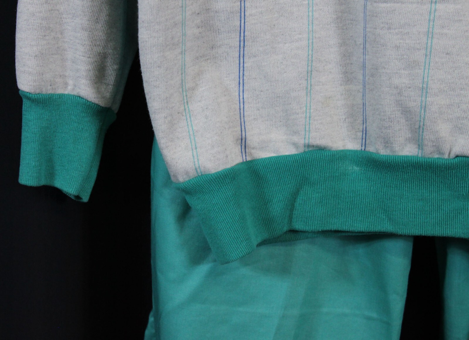 Vtg Wilson Tracksuit Outfit Set Pants Shirt Pouf Slv 80s Pinstripe Wind Pants M